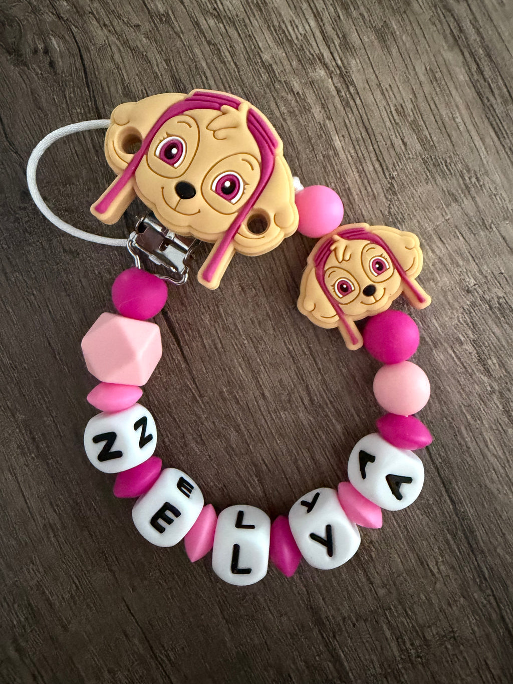 Attache tétine Pat Patrouille Stella personnalisée