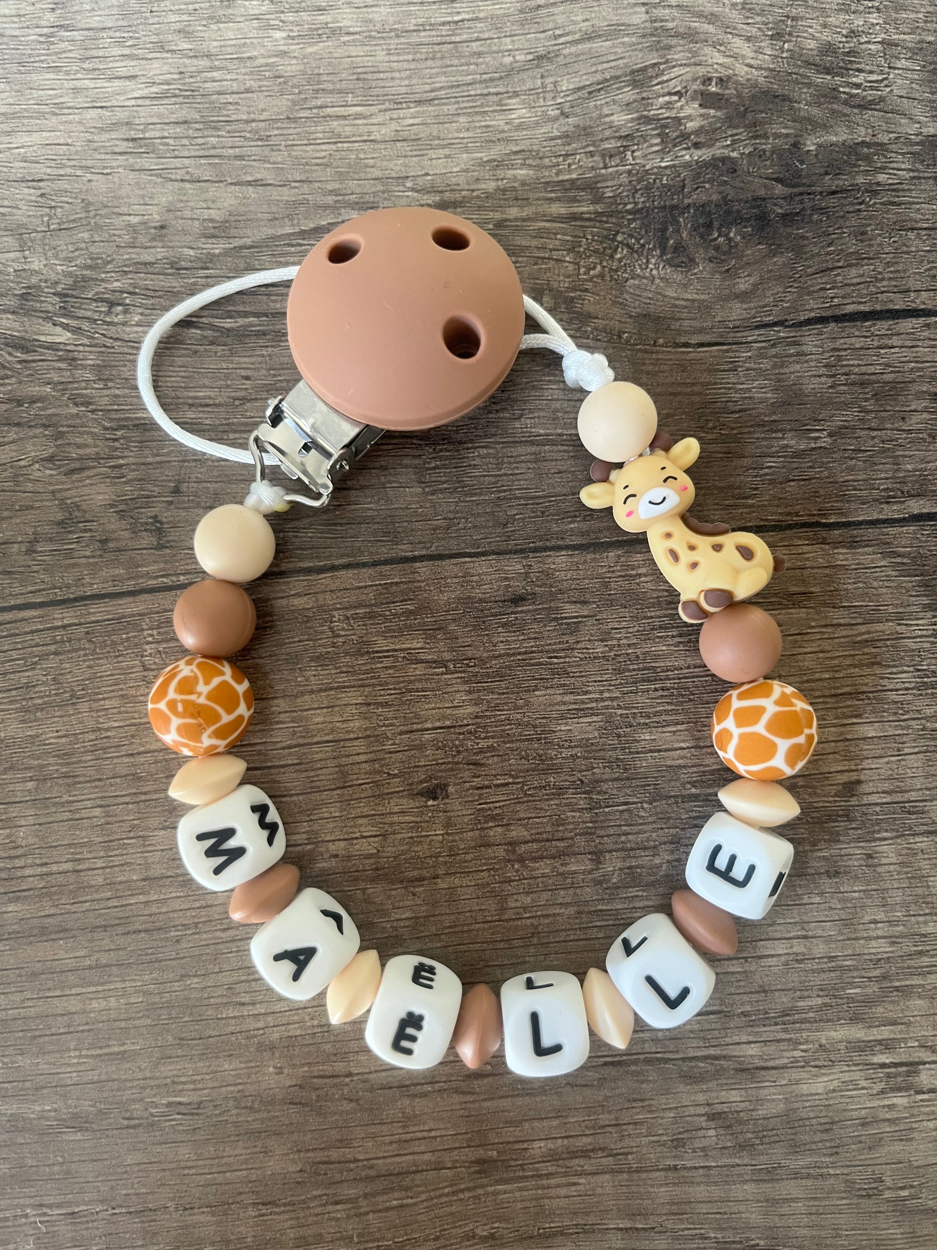 Attache tétine Girafe 3D personnalisée KidCreationArtisanat