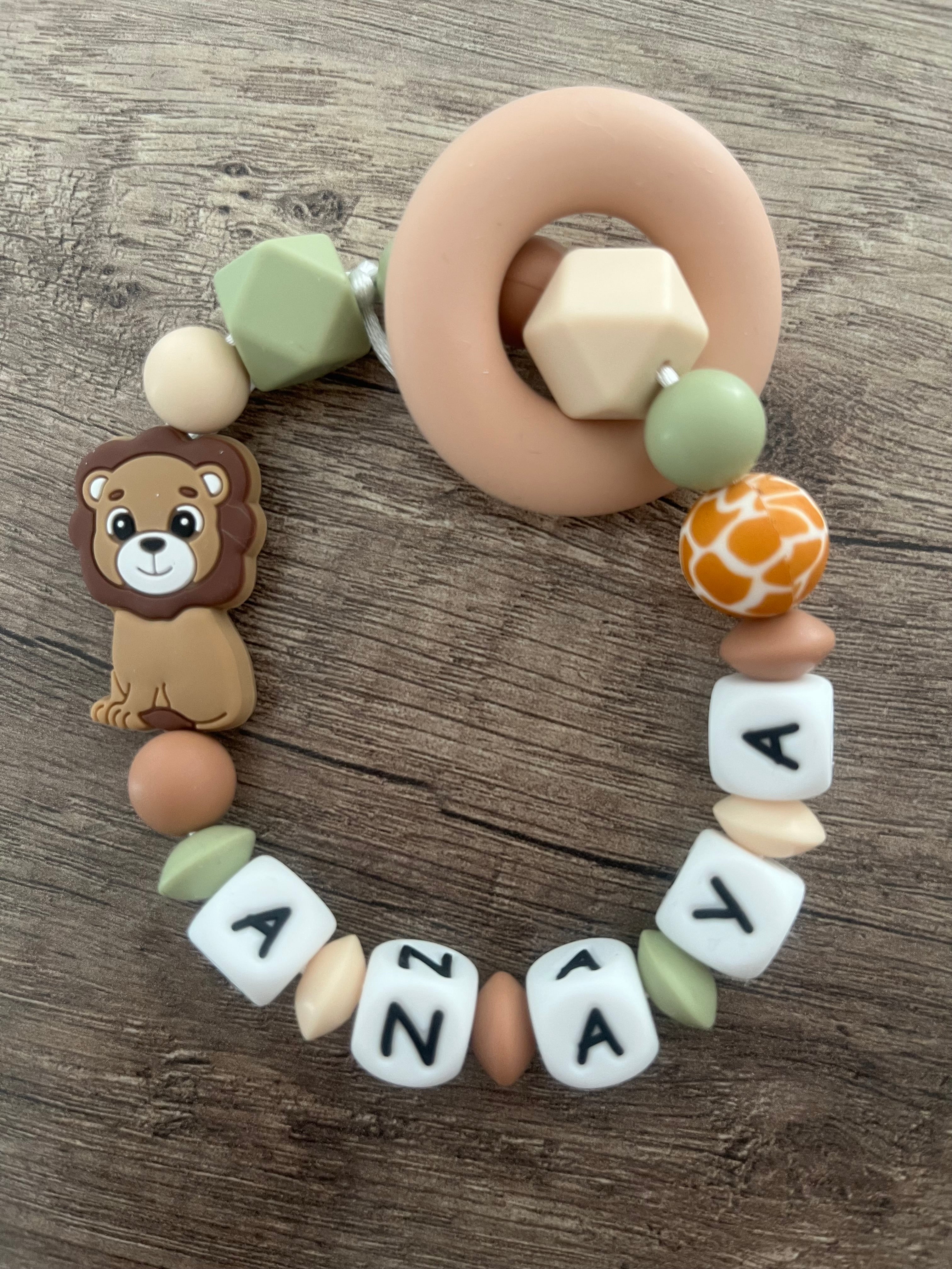 Anneau de dentition - Hochet personnalisé Lion savane