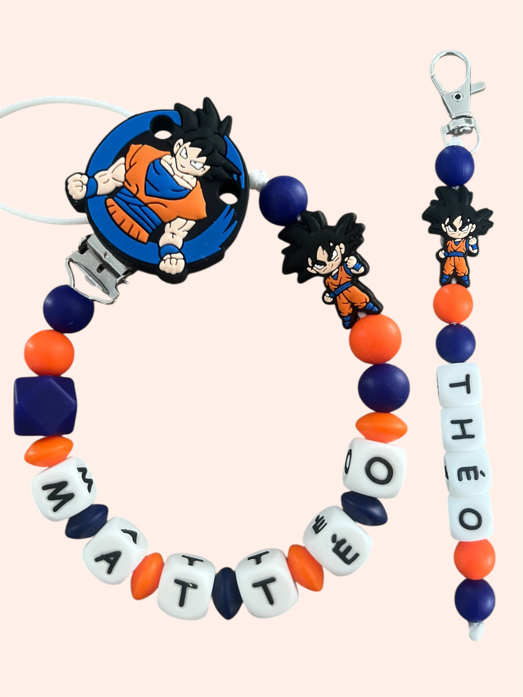 Coffret DUO cadeaux Dragon ball Z - Attache tétine et Porte-clés à personnaliser