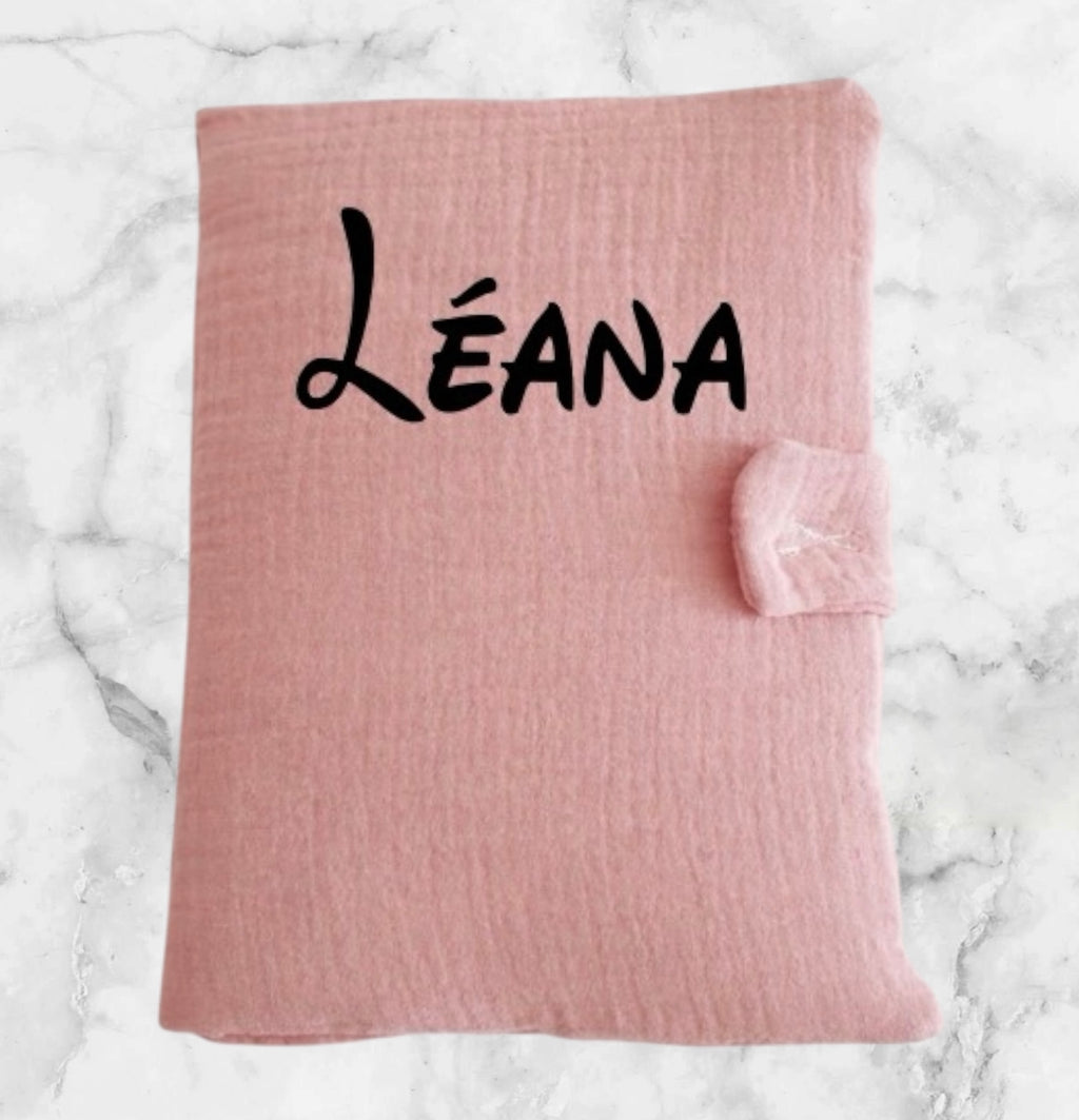 Protège carnet de santé bébé corail personnalisé