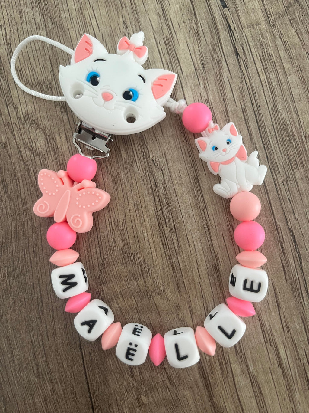 Attache tétine Disney Marie Aristochats personnalisée KidCreationArtisanat