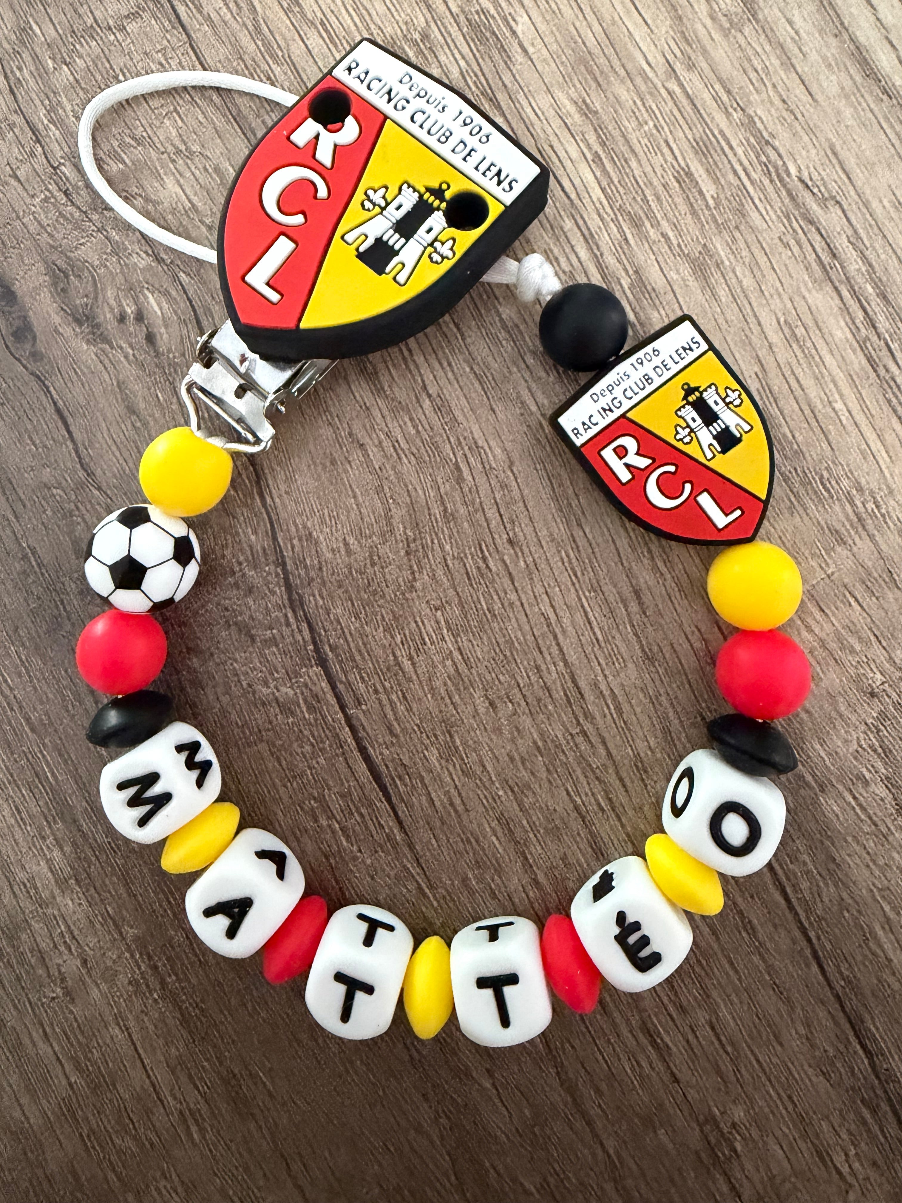 Attache tétine foot RC Lens personnalisée