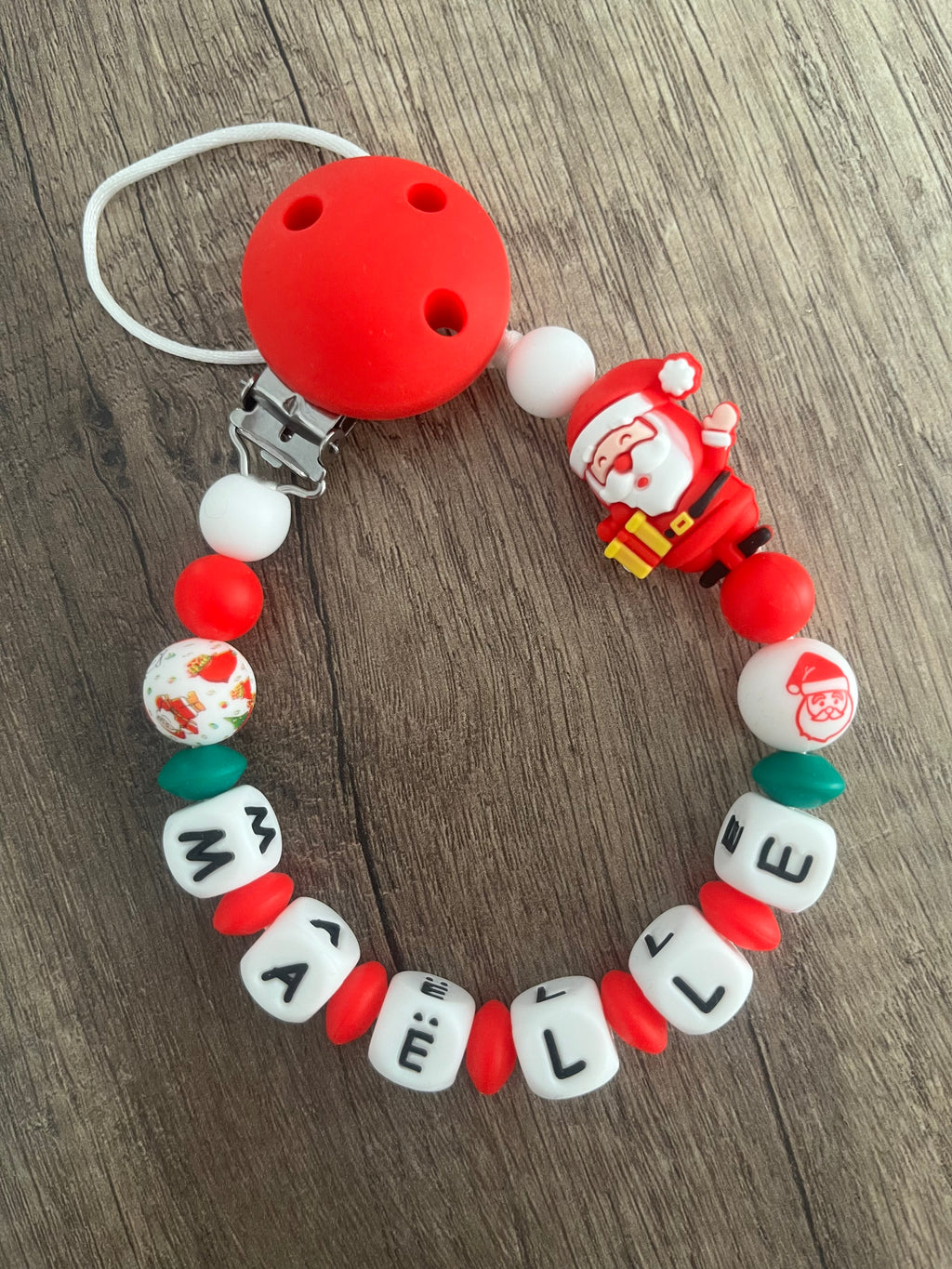 Attache tétine Père Noël personnalisée