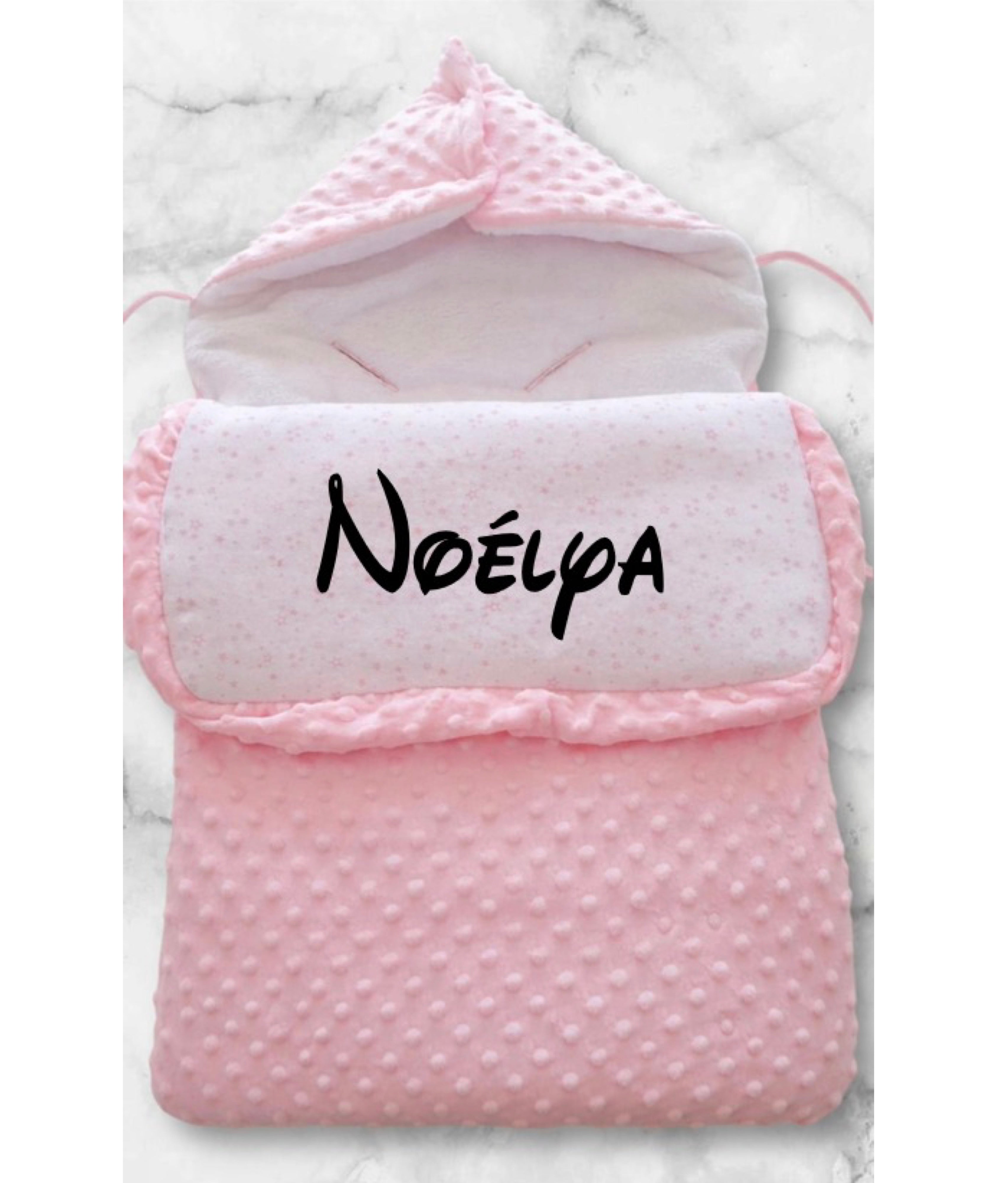Nid d’ange minky bébé rose personnalisée