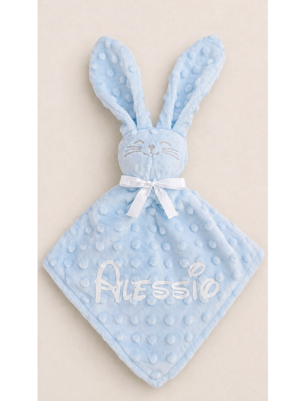 Doudou Lapin Bleu minky coton personnalisé