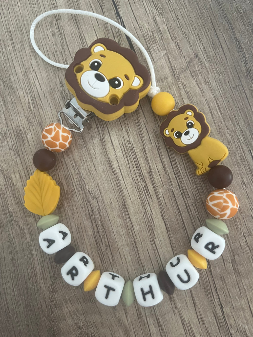 Attache tétine Lion Safari personnalisée