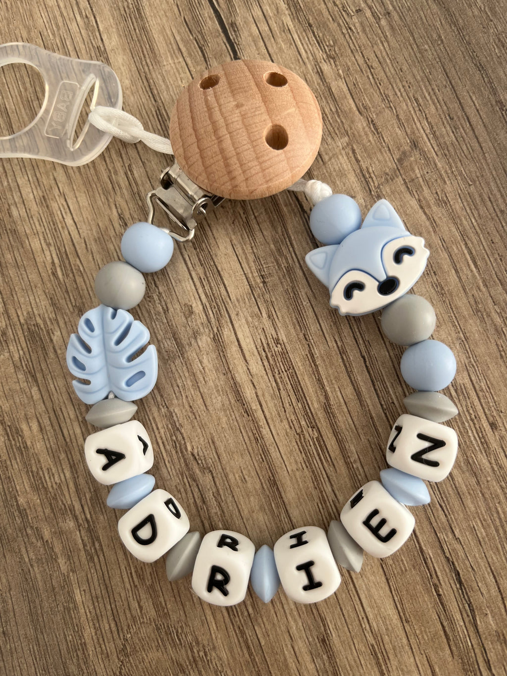 Attache tétine Loup personnalisée