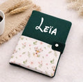 Protège carnet de santé bébé vert à motif personnalisé