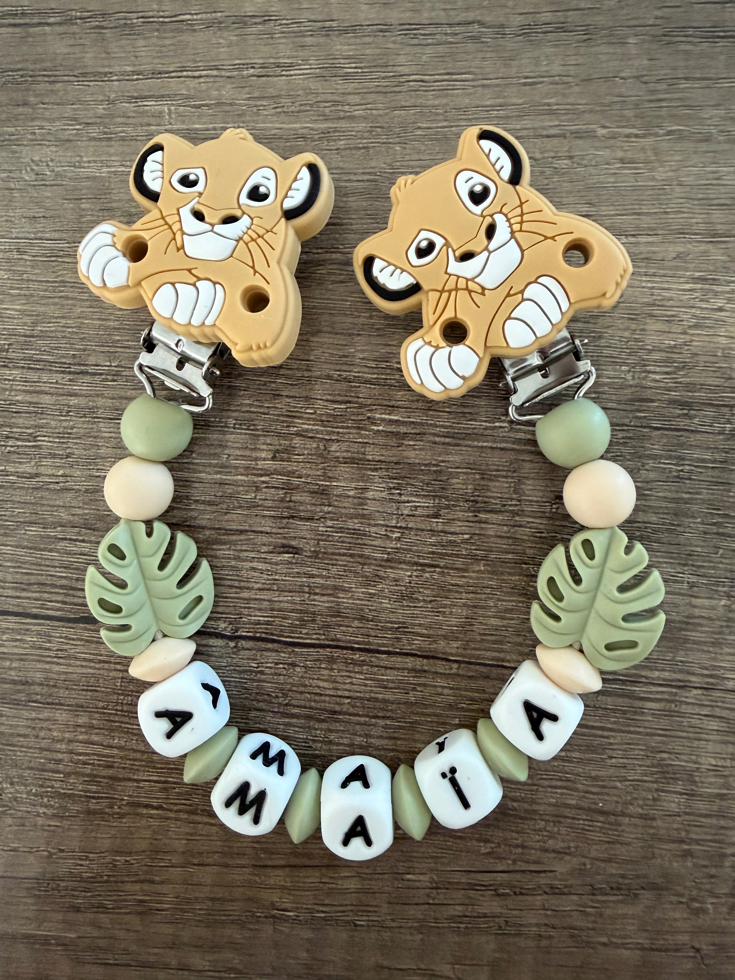 Attache doudou Disney roi lion Simba personnalisé