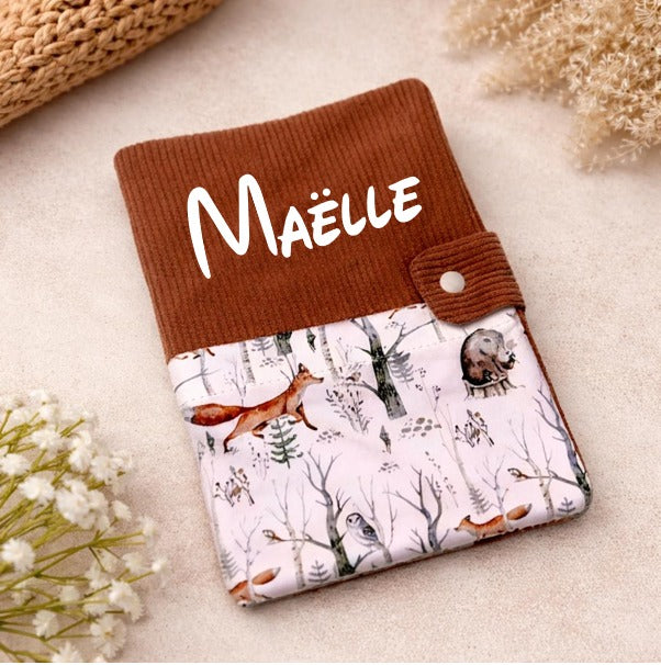 Protège carnet de santé bébé rouge cuivre à motif personnalisé