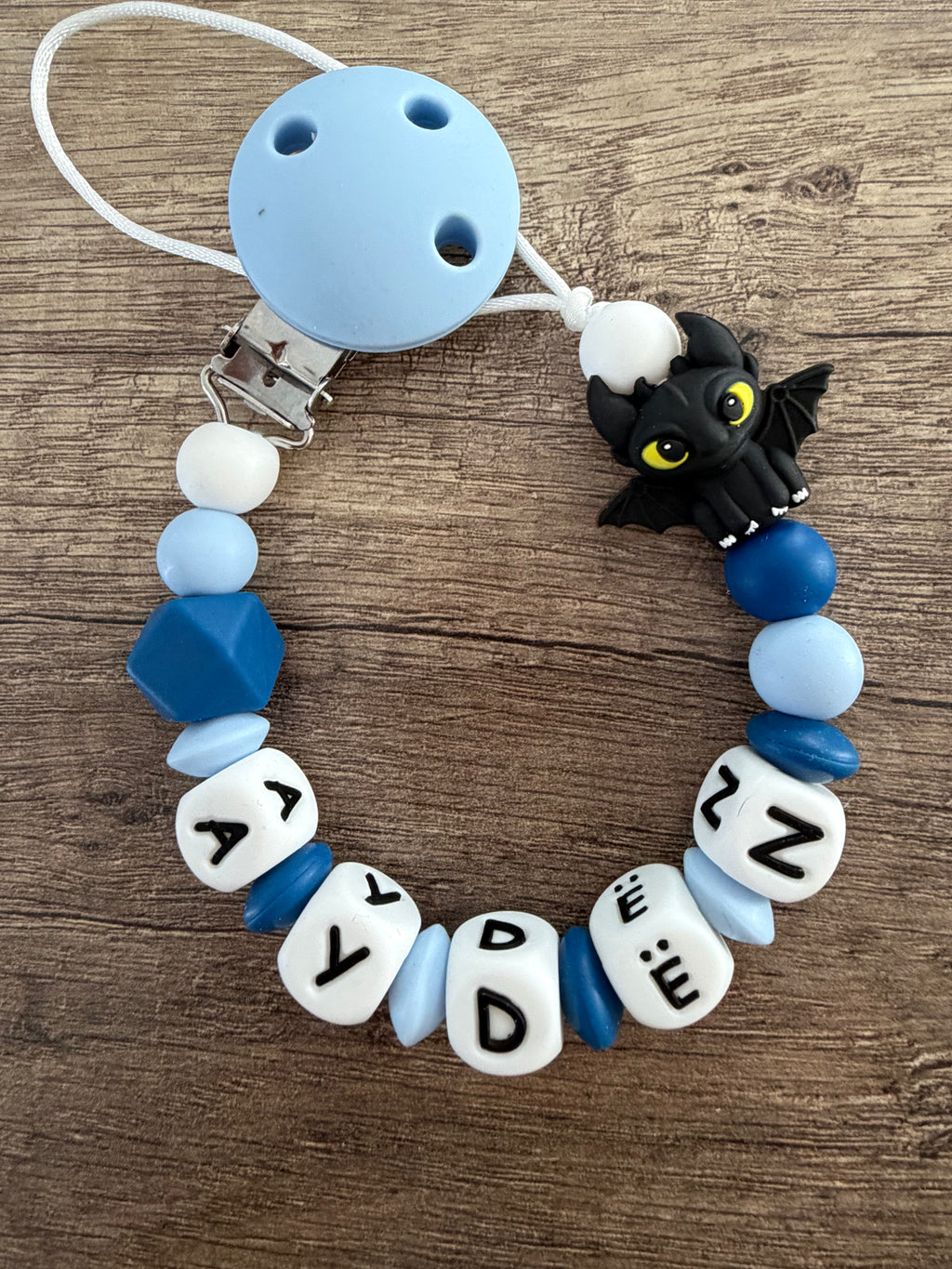 Attache tétine Dragon Krokmou personnalisée