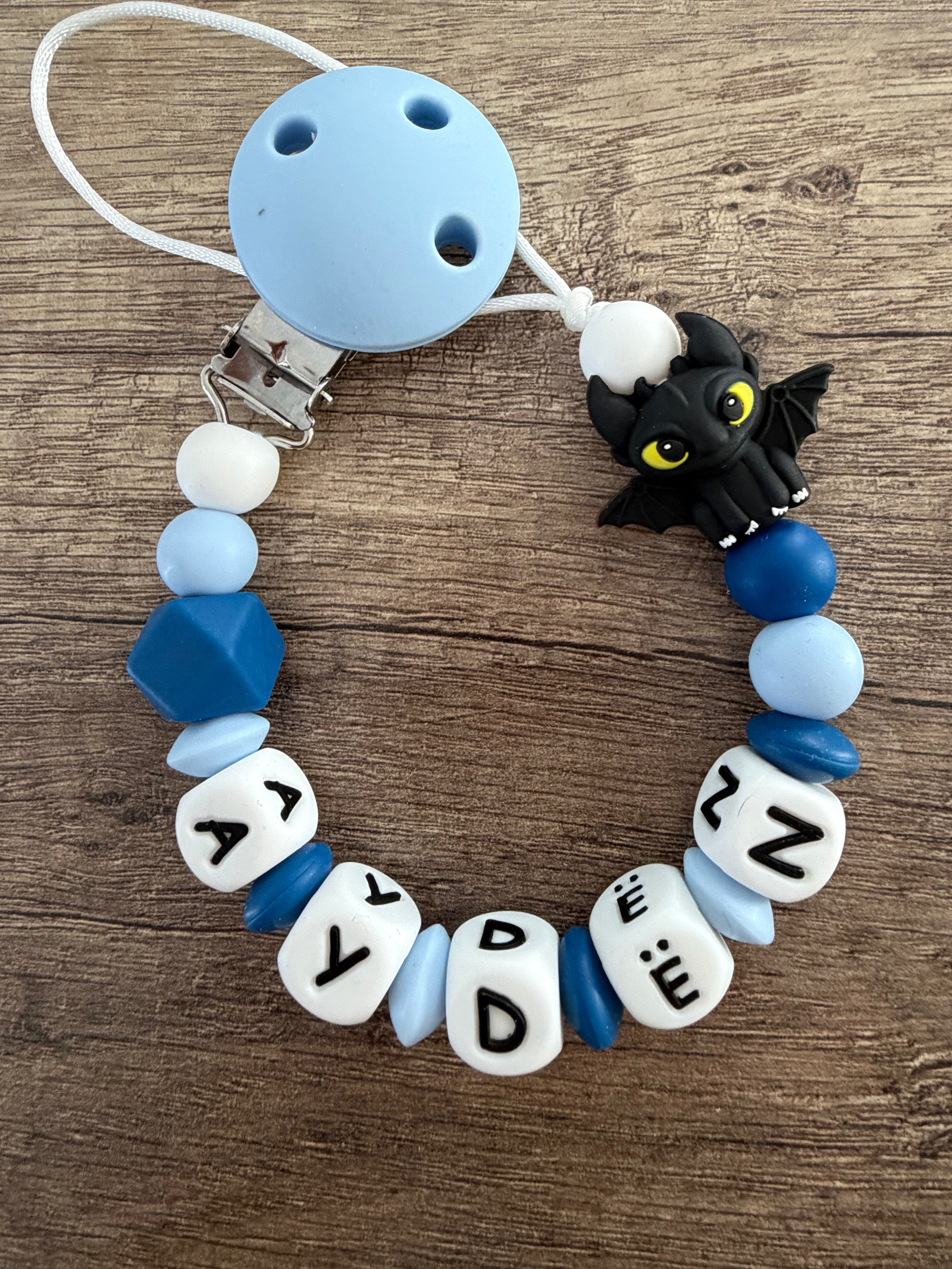 Attache tétine Dragon Krokmou personnalisée