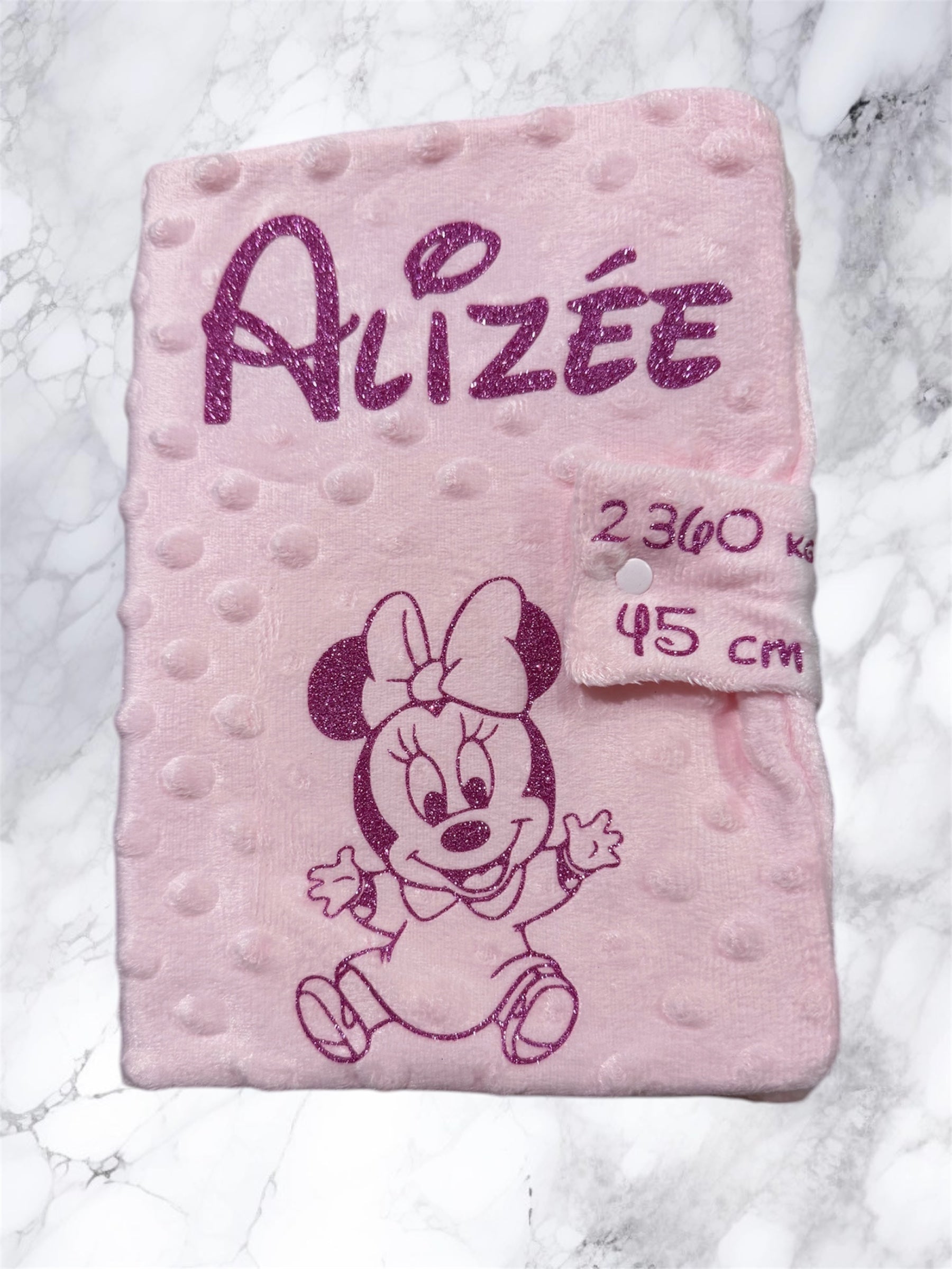 Protège carnet de santé bébé rose personnalisé avec motif