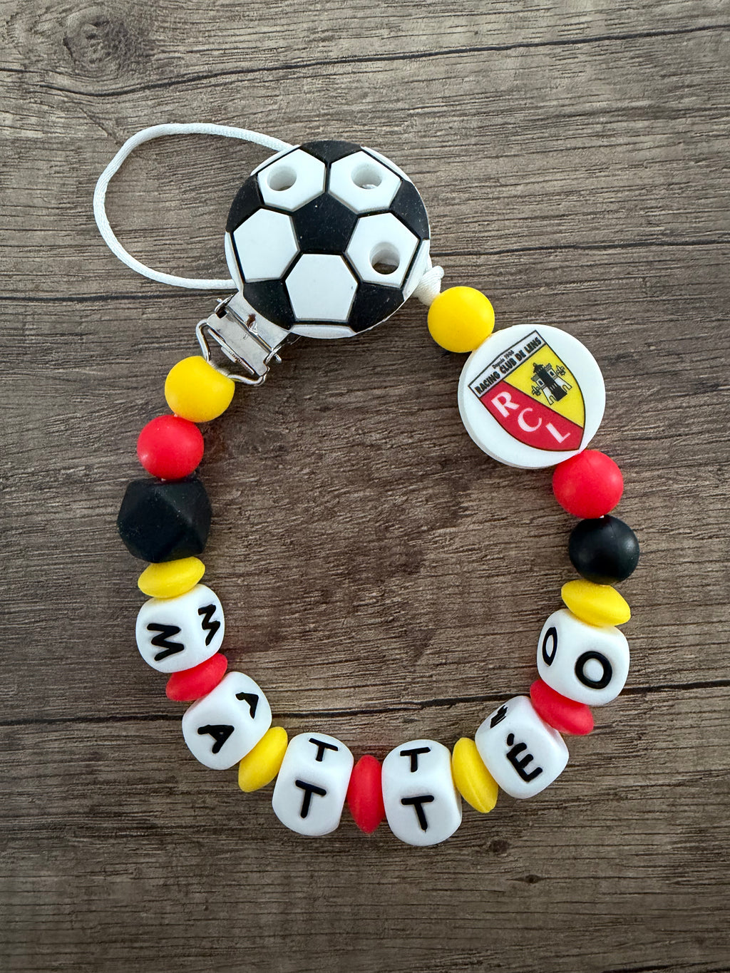 Attache tétine foot RC Lens personnalisée