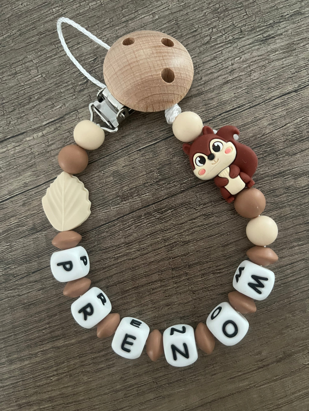 Attache tétine Ecureuil 3D personnalisée KidCreationArtisanat