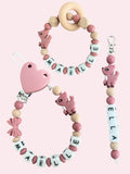 Coffret TRIO cadeaux Couronne Rose - Attache tétine, Porte-clés et anneau de dentition personnalisés KidCreationArtisanat
