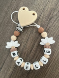 Attache tétine Fleurs blanche personnalisée KidCreationArtisanat