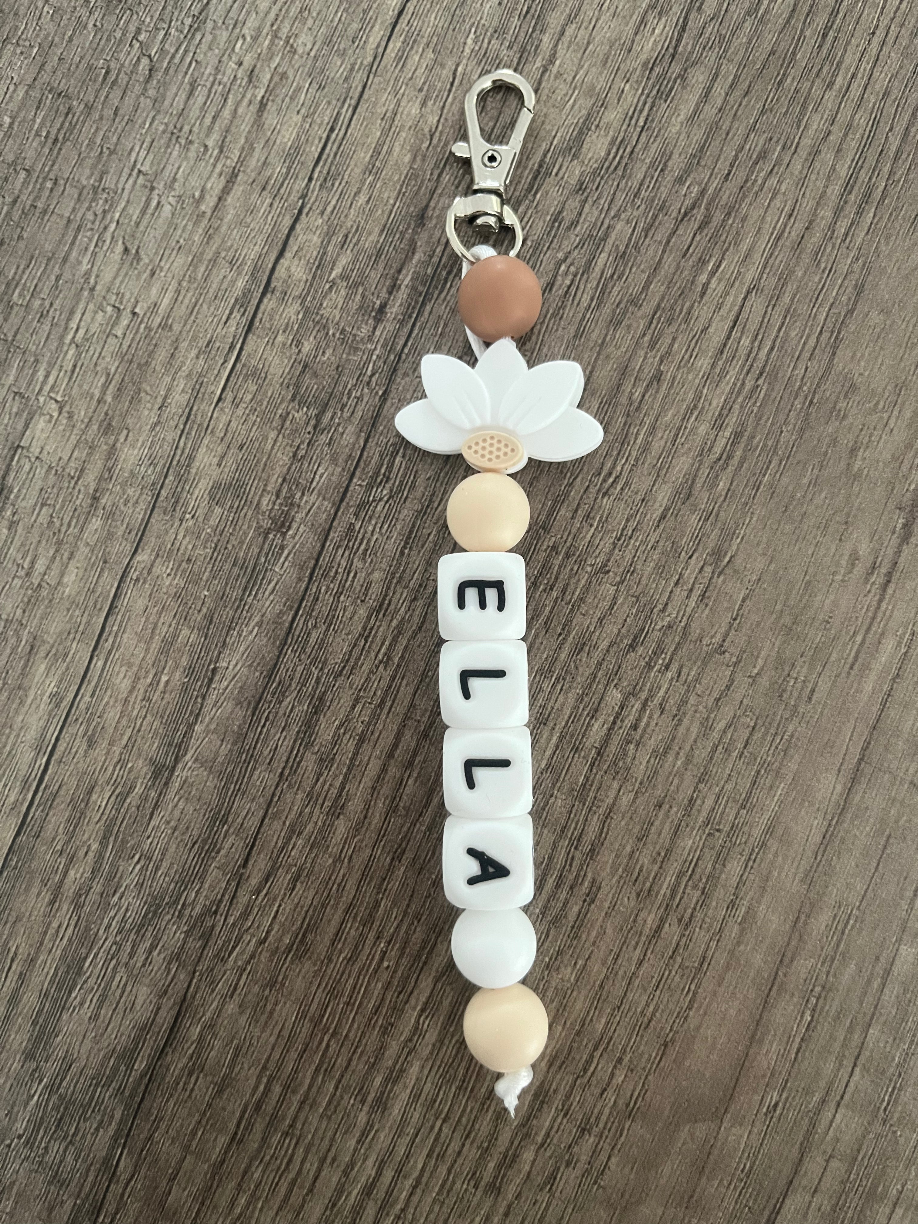 Porte-clés personnalisé fleur blanche paquerette KidCreationArtisanat