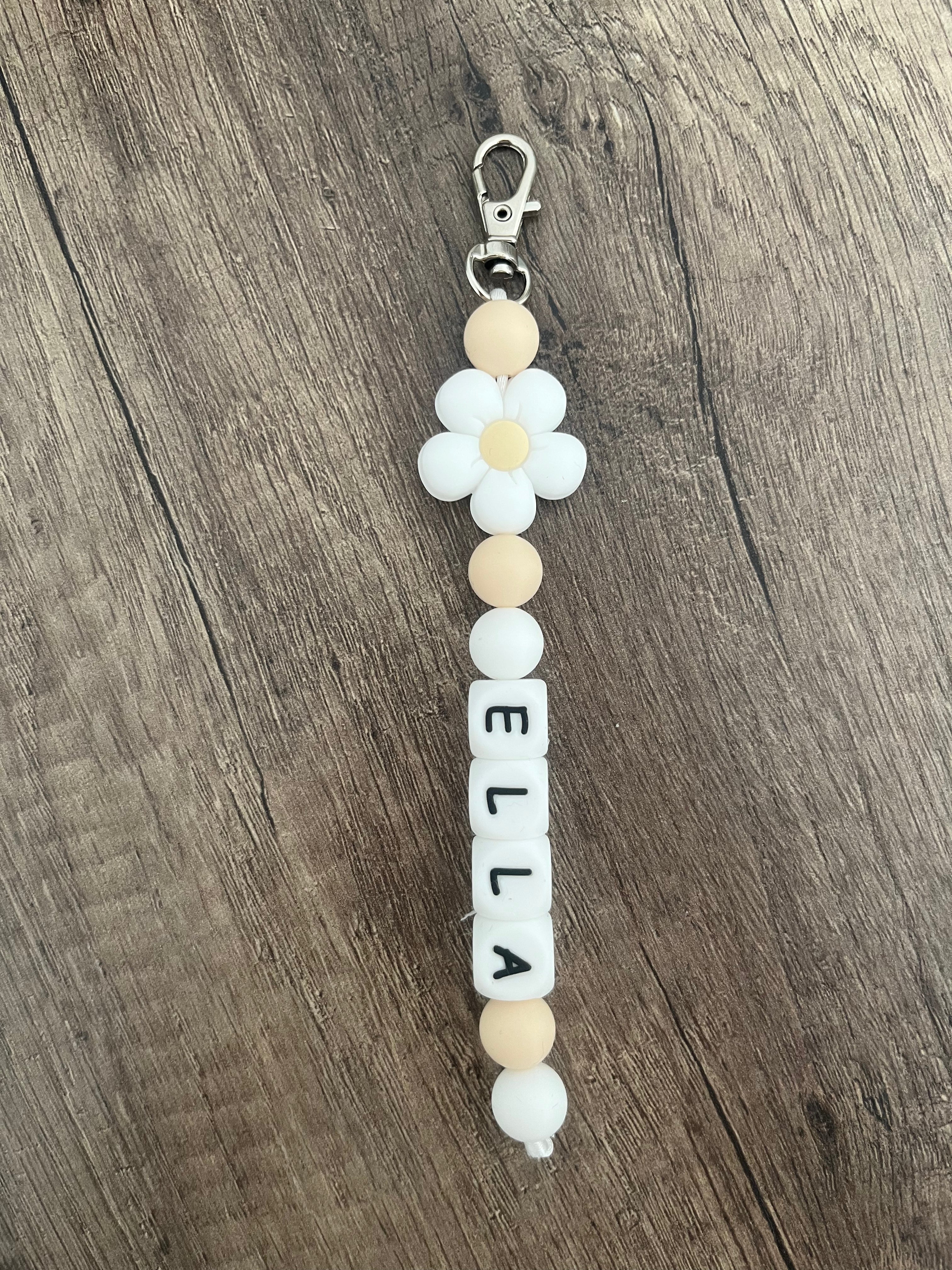 Porte-clés personnalisé fleur blanche paquerette