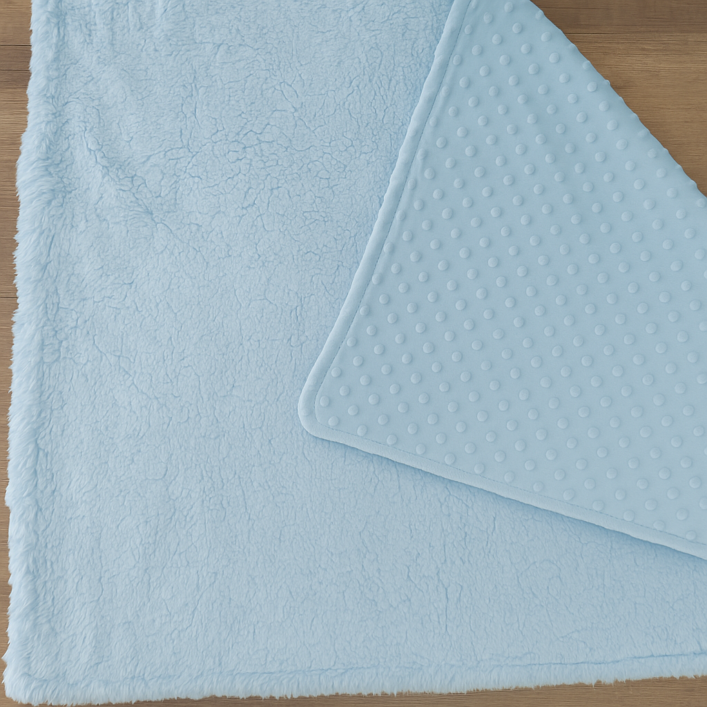 Couverture naissance minky bébé bleu personnalisée