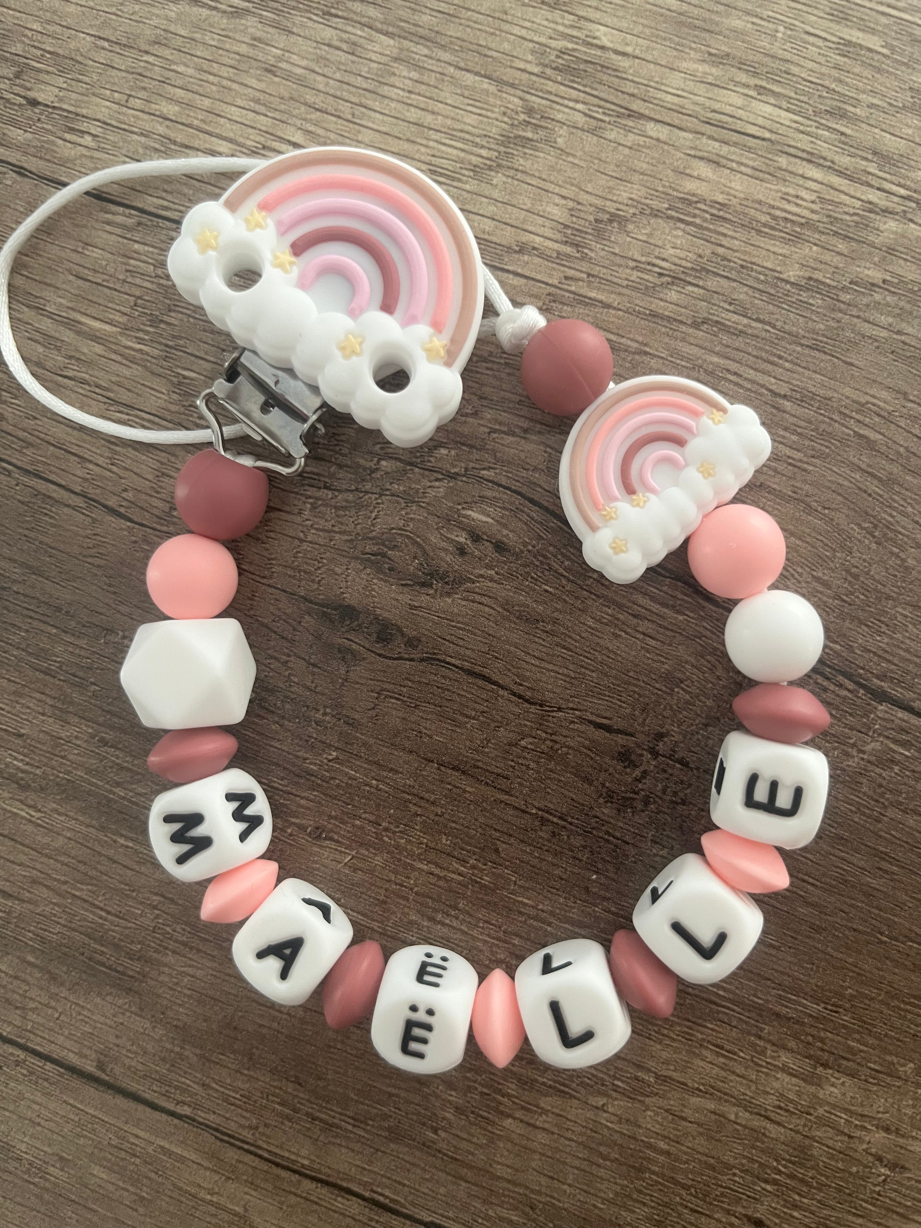 Attache tétine Arc en Ciel personnalisée