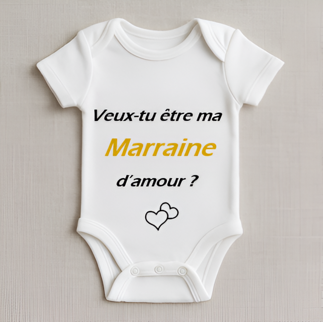 Body bébé personnalisé demande Marraine - annonce marraine - cadeau original - logo