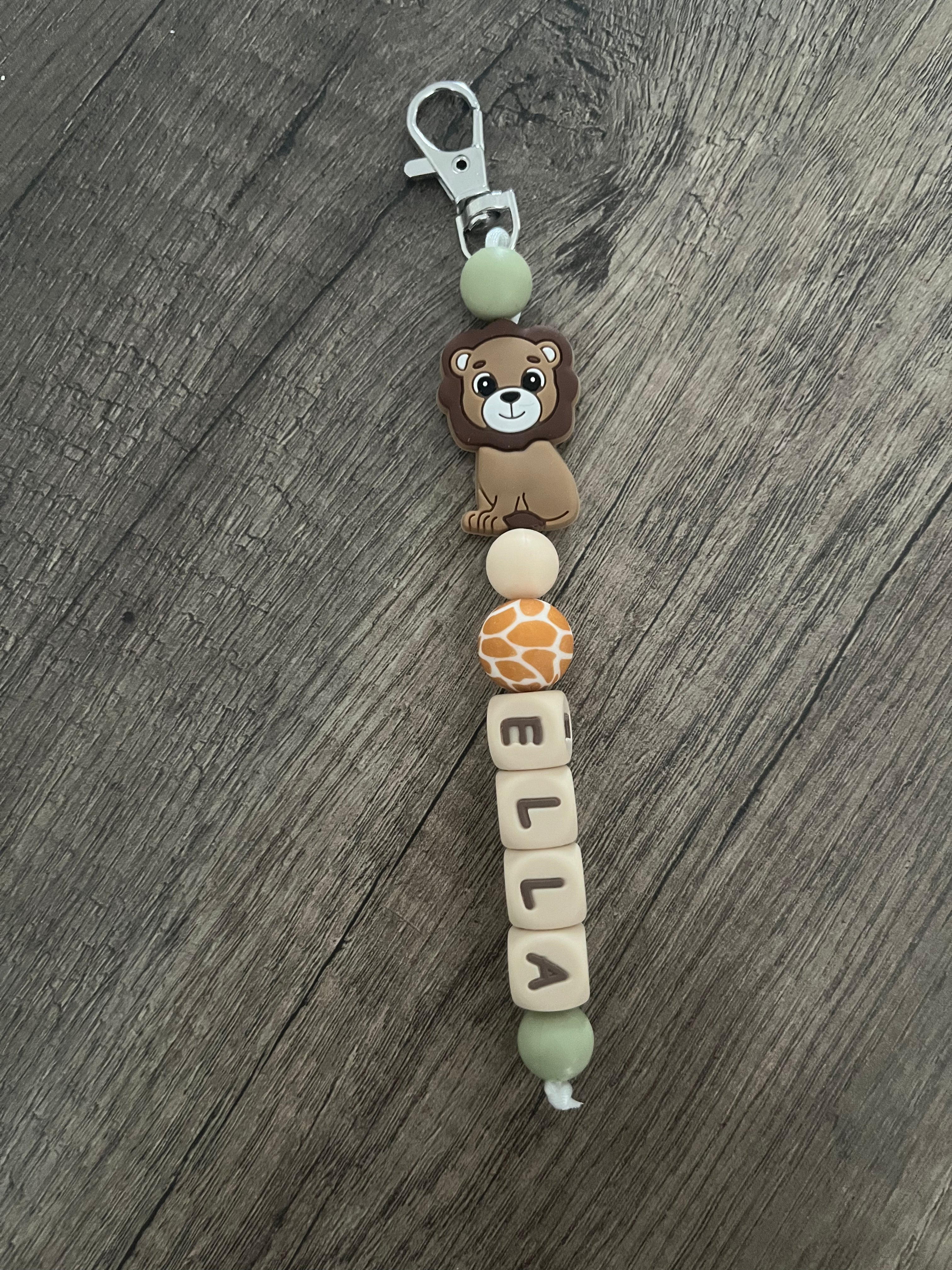 Porte-clés personnalisé lion lettres beige