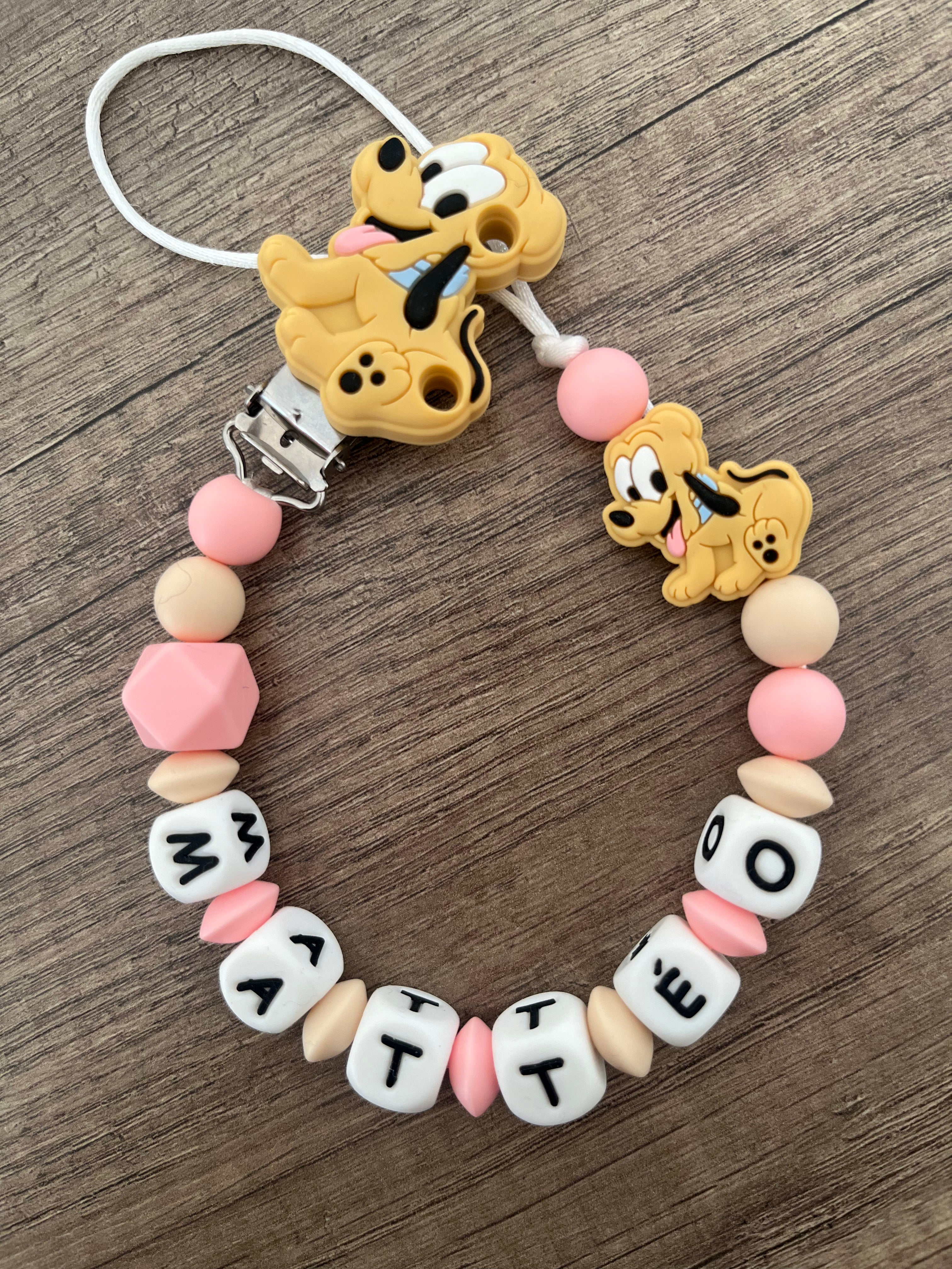 Attache tétine Disney Pluto personnalisée