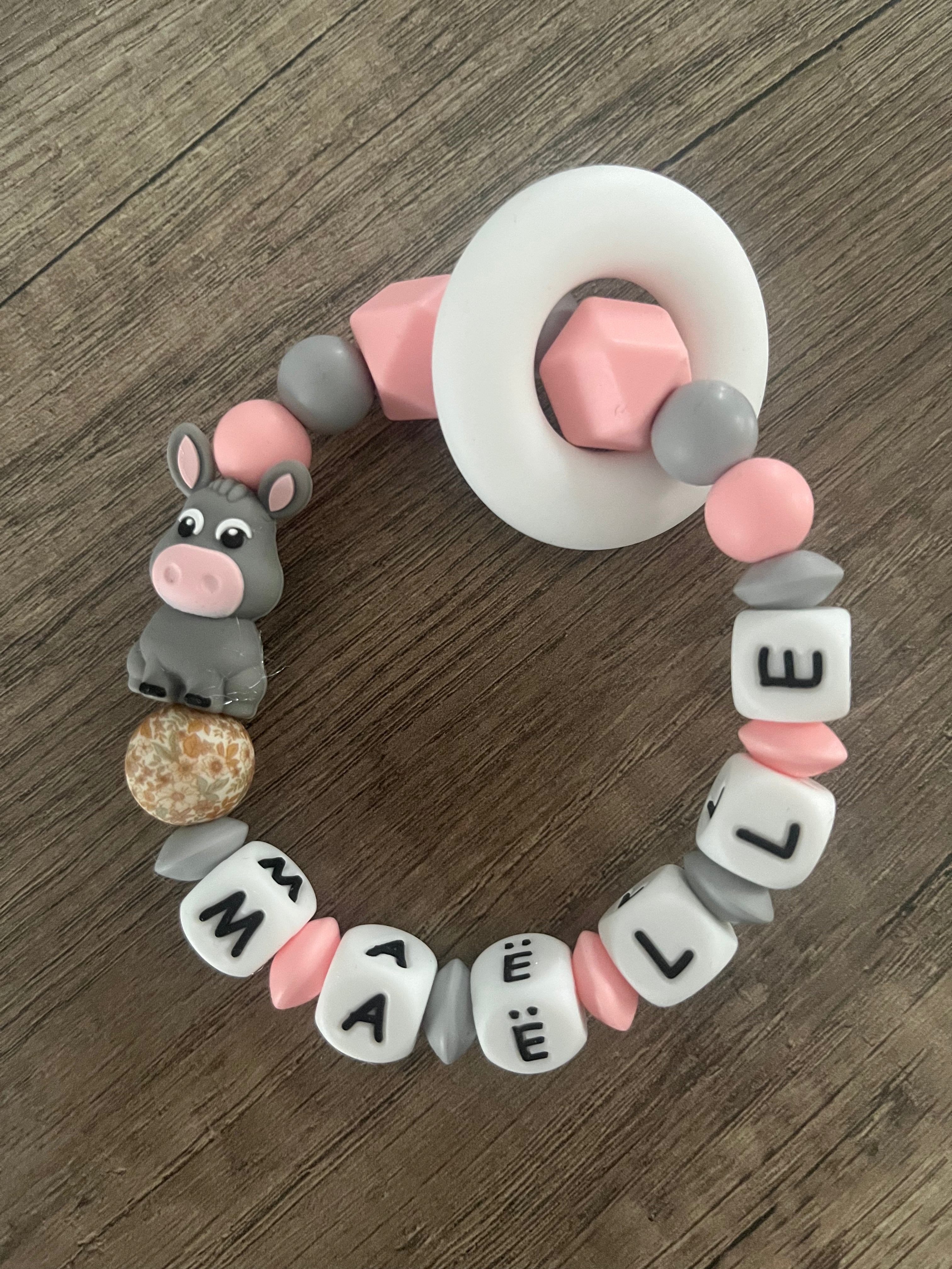 Anneau de dentition - Hochet personnalisé Âne 3D