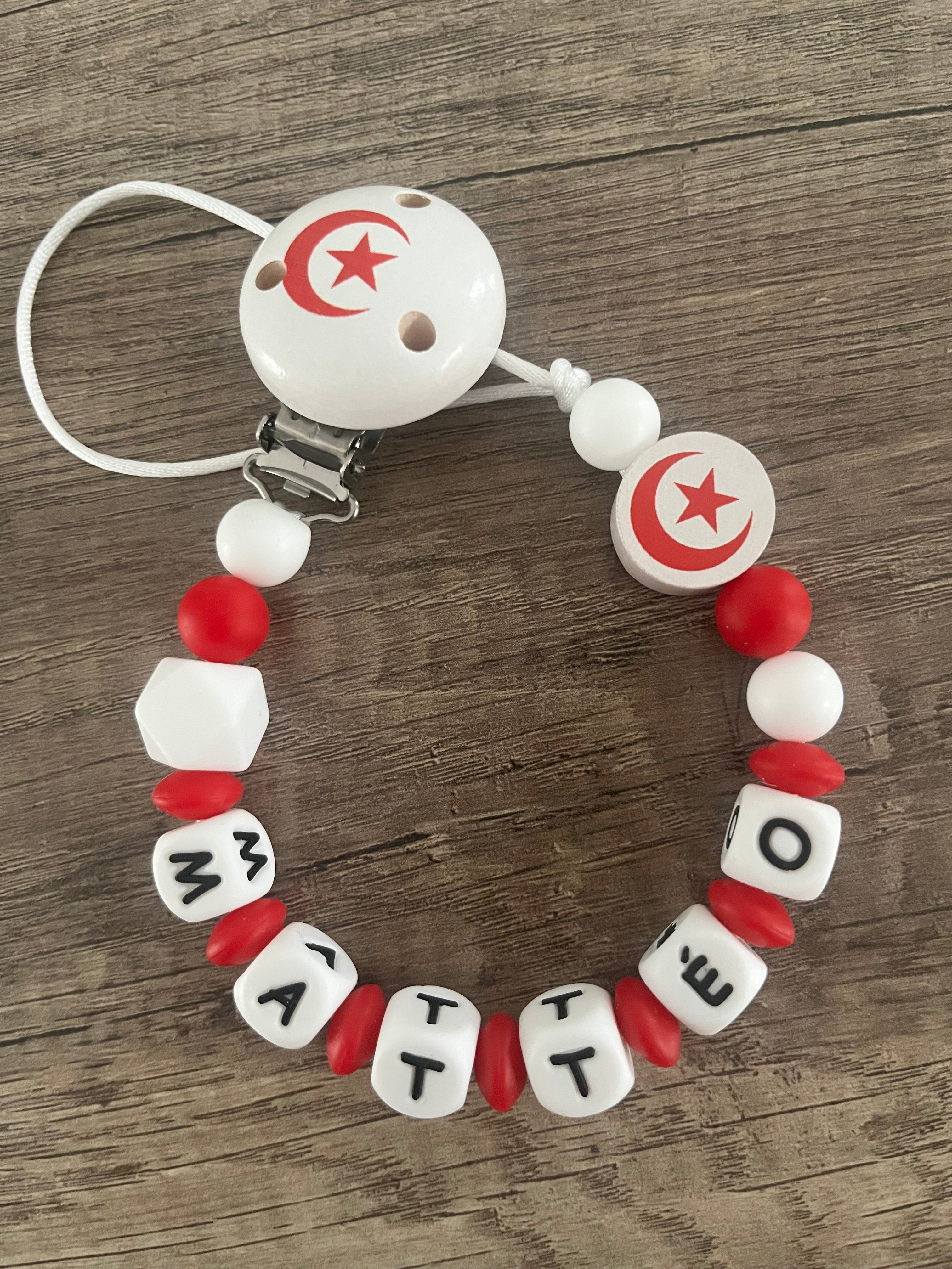 Attache tétine drapeau Tunisie personnalisée
