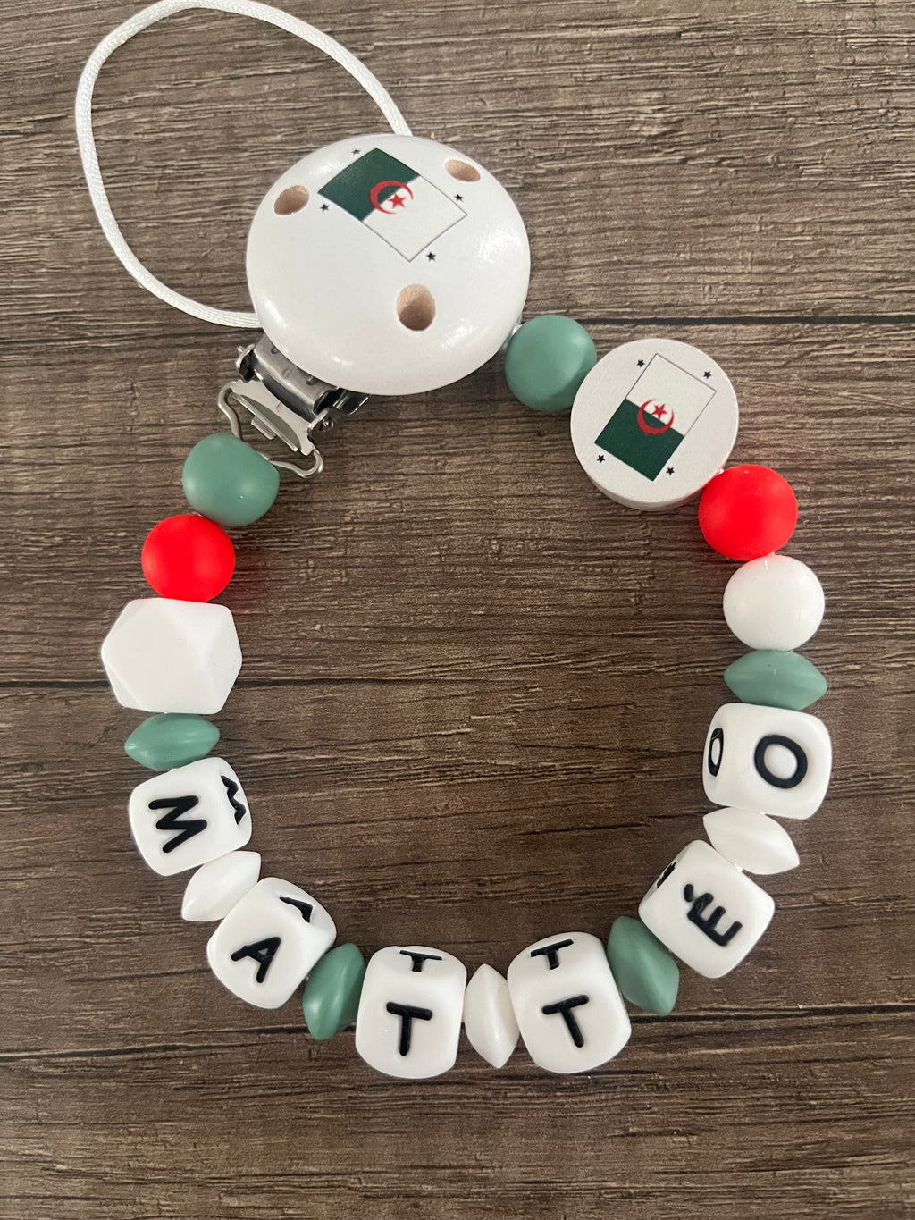 Attache tétine drapeau Algérie personnalisée