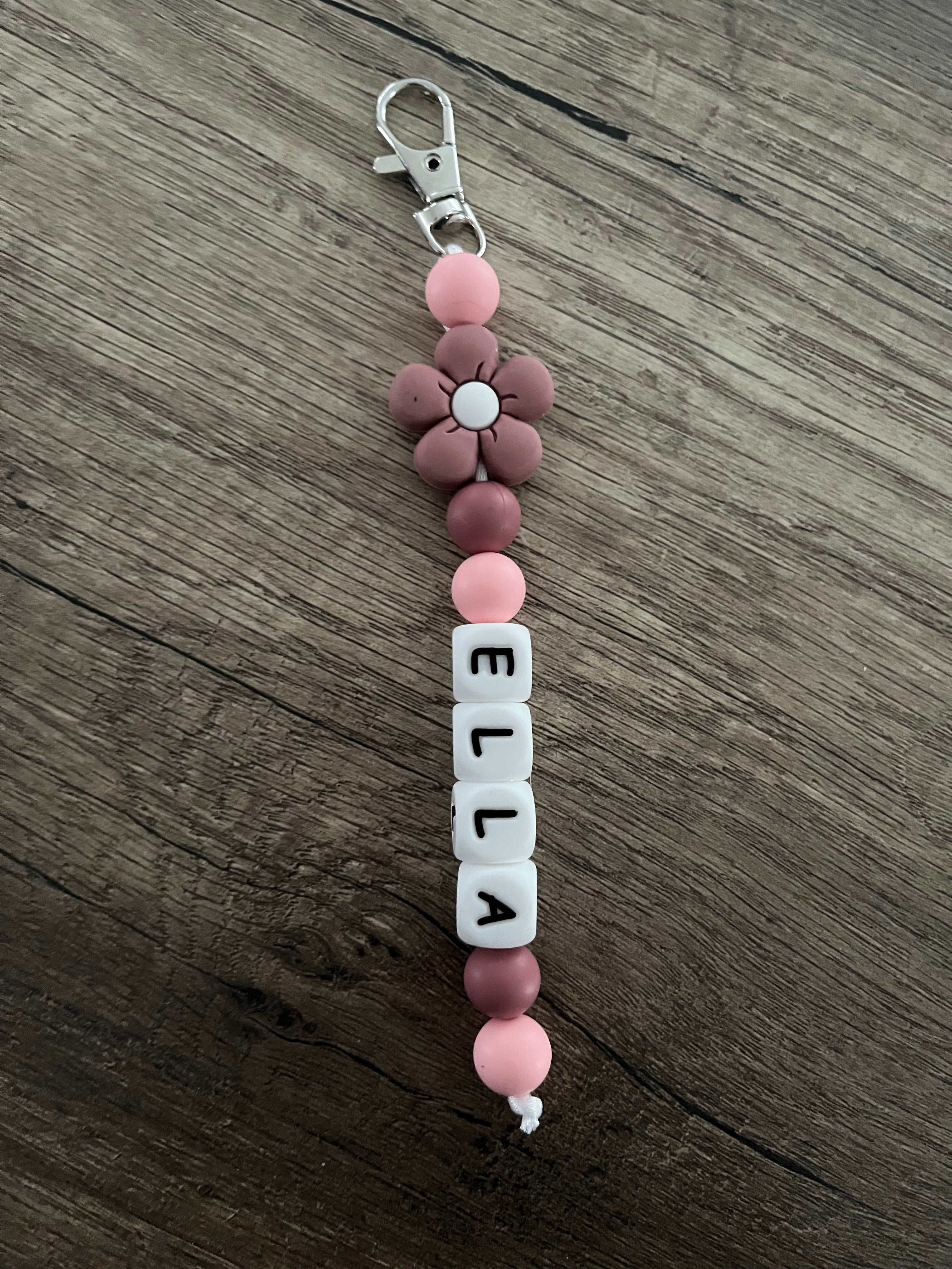 Porte-clés personnalisé fleur rose paquerette