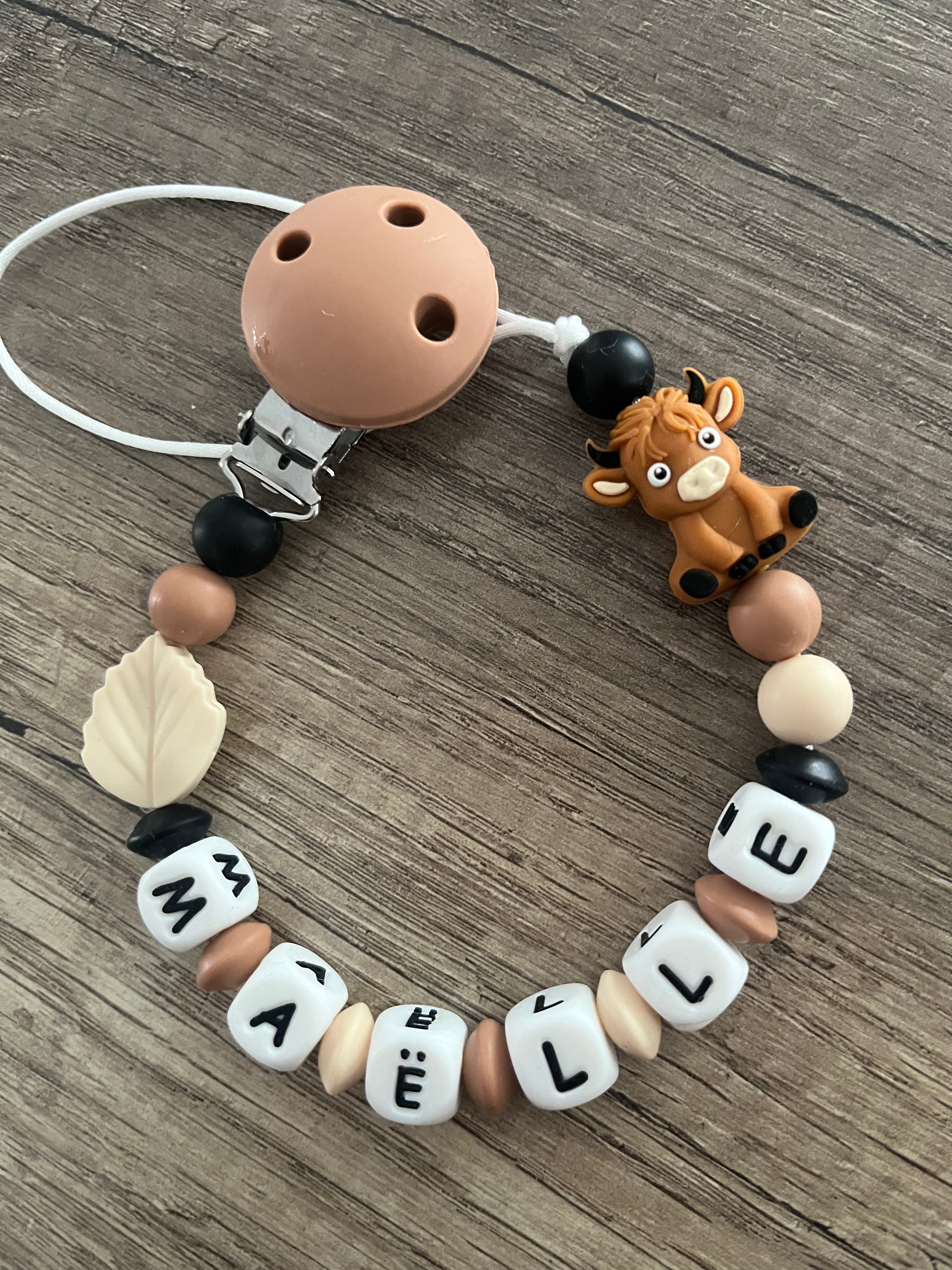 Attache tétine Vache personnalisée