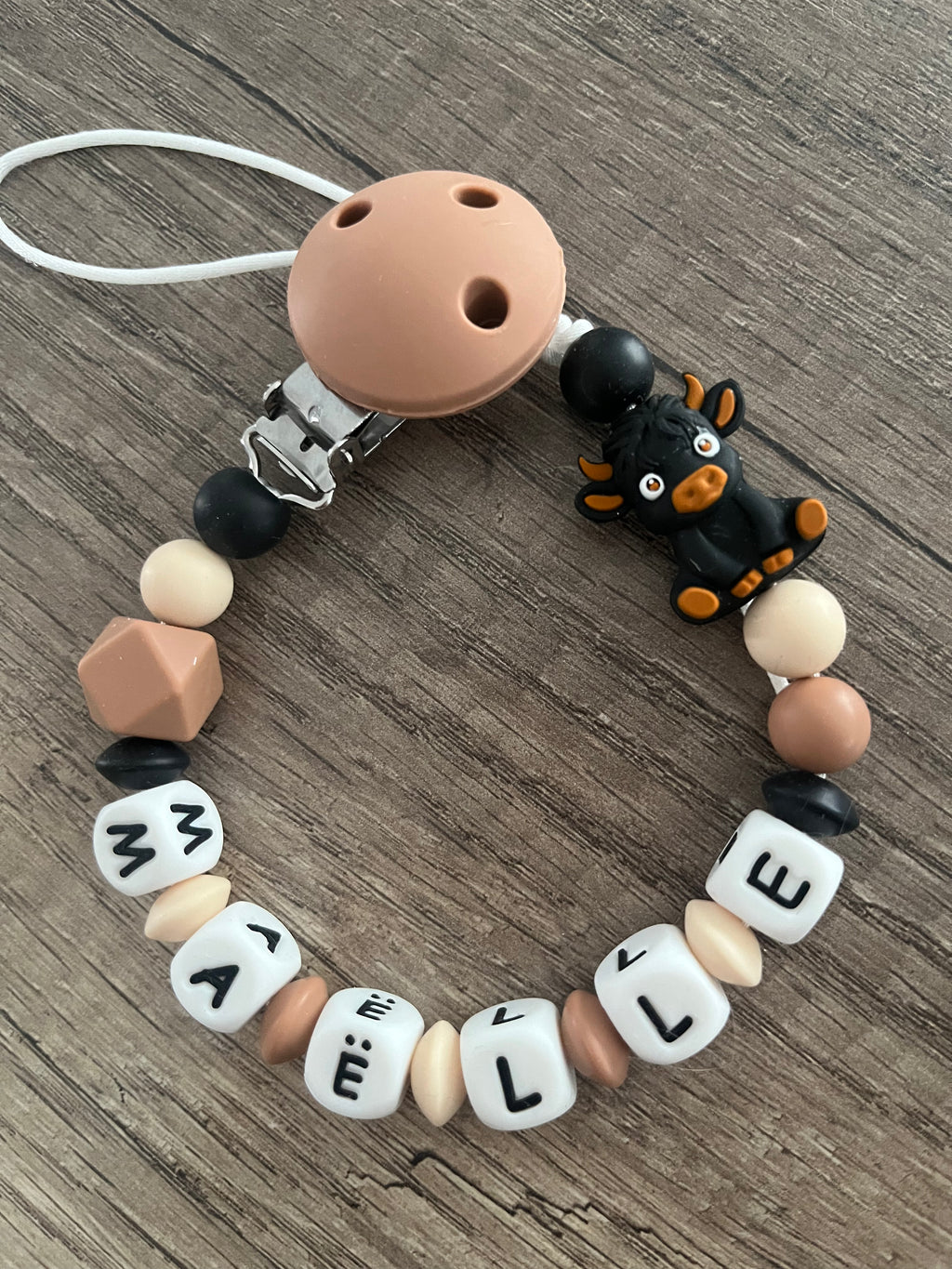 Attache tétine Vache personnalisée