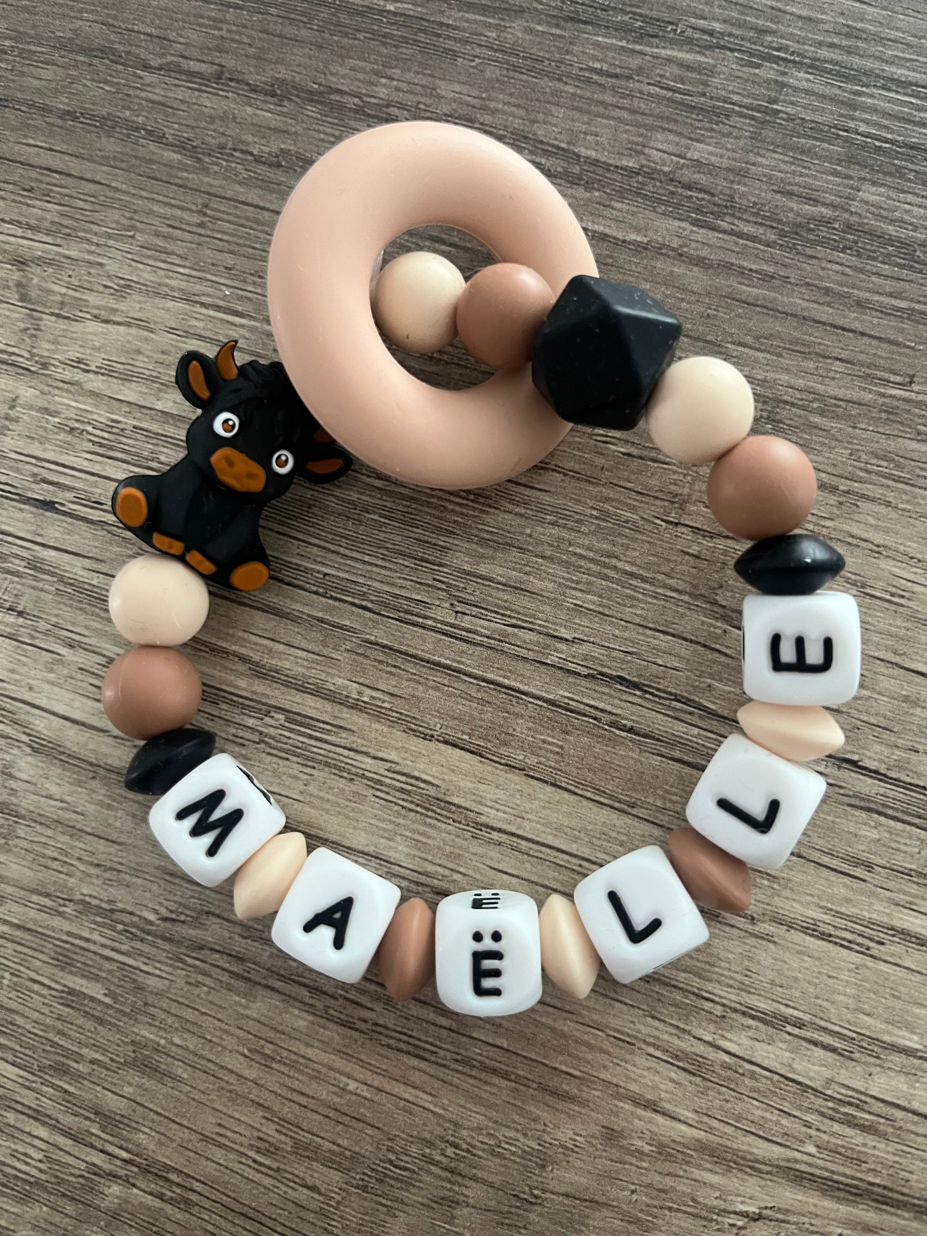 Anneau de dentition - Hochet personnalisé Vache