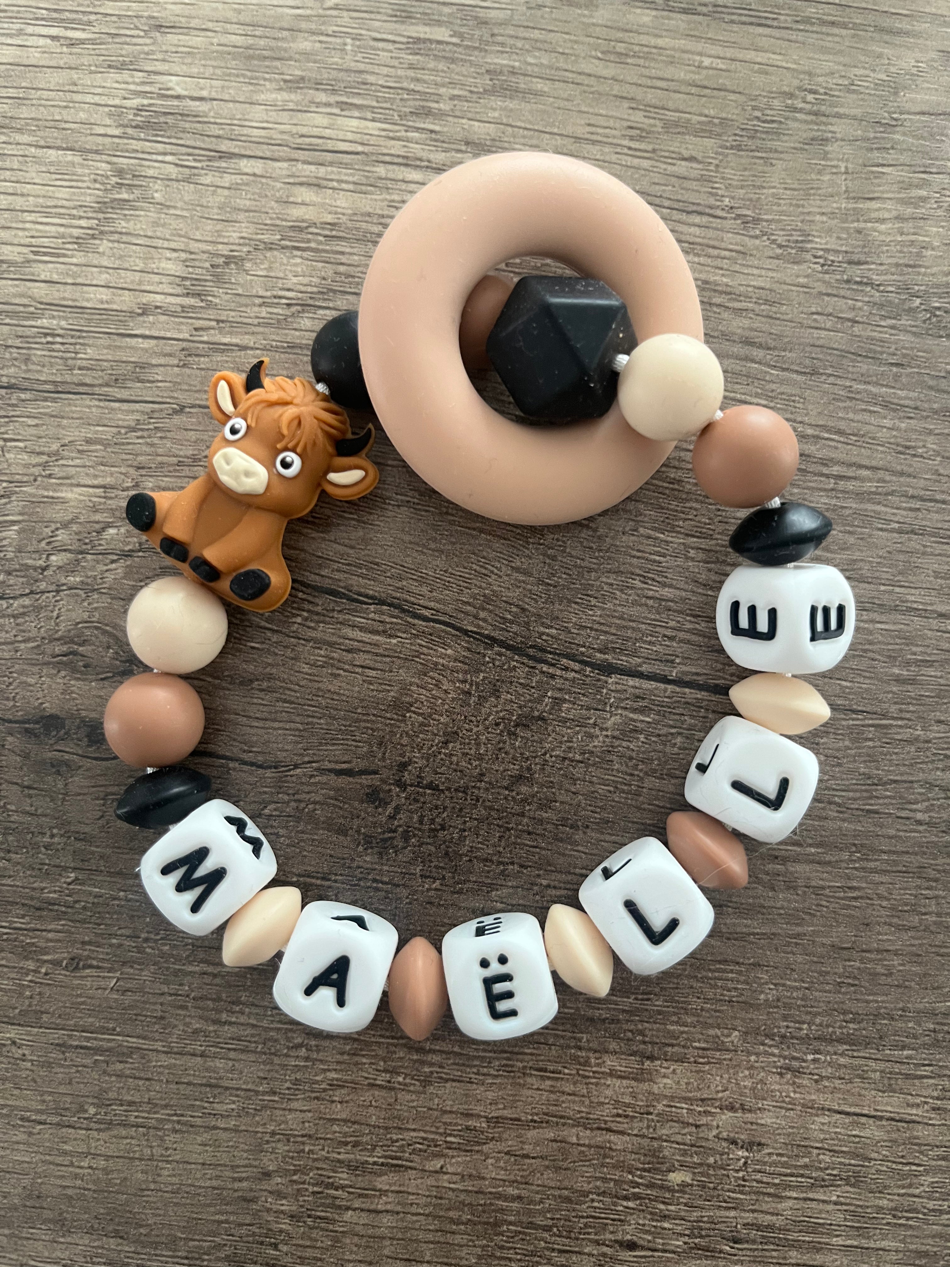 Anneau de dentition - Hochet personnalisé Vache