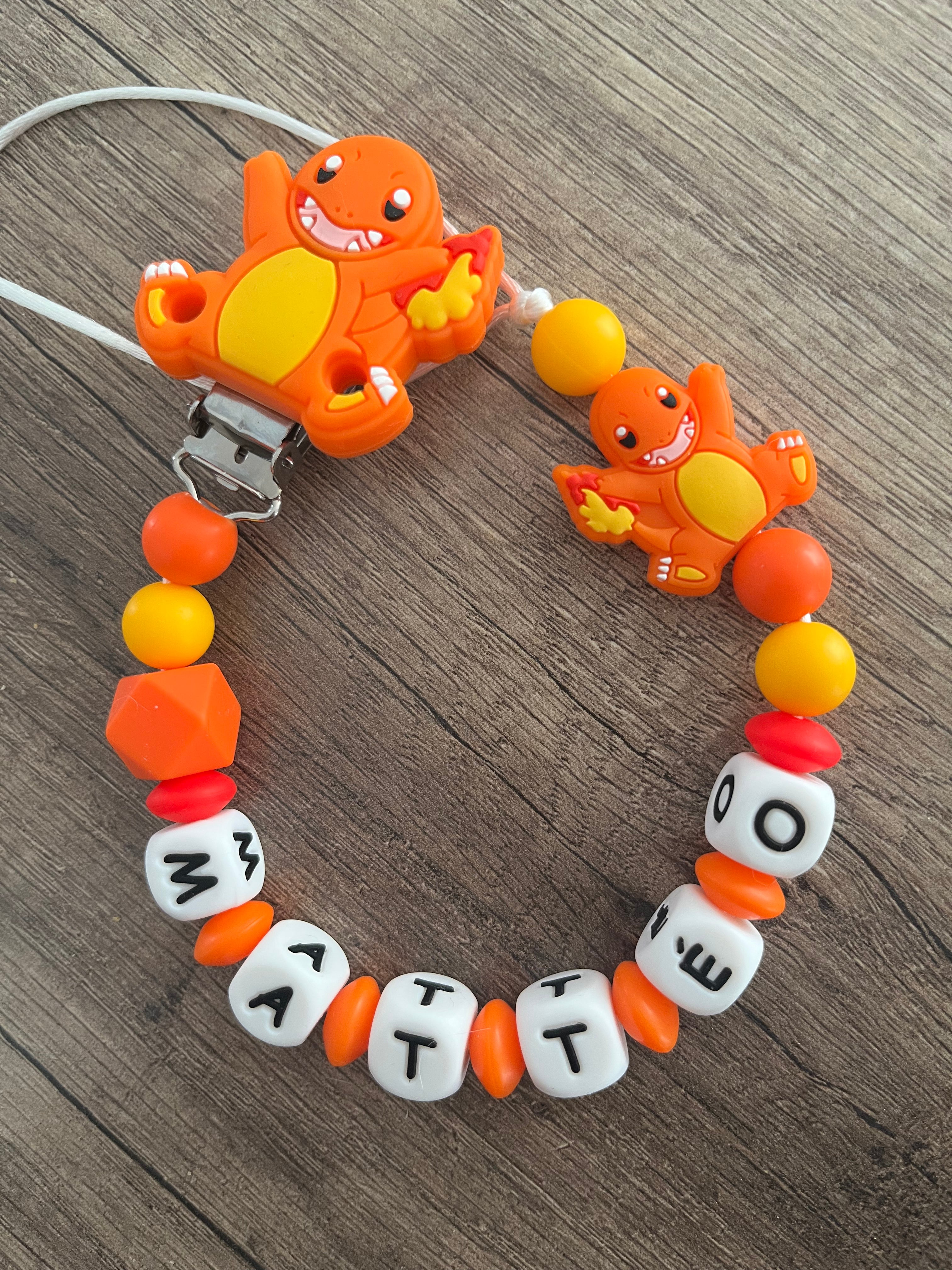 Attache tétine Pokémon Salamèche personnalisée