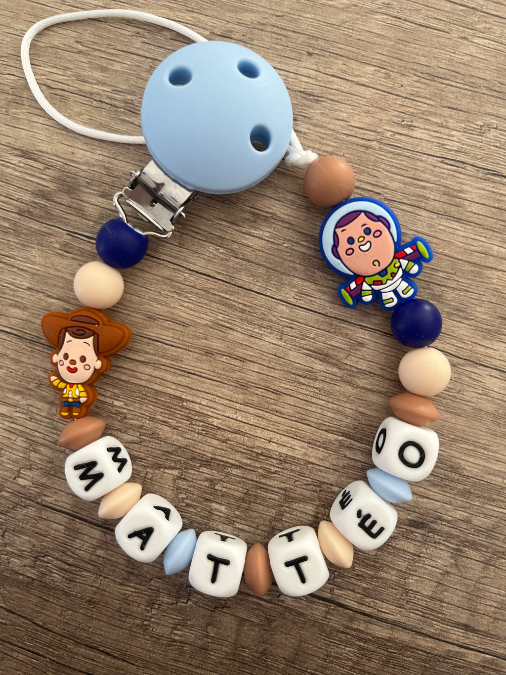 Attache tétine Toy Story Buzz L’éclair Woody personnalisée