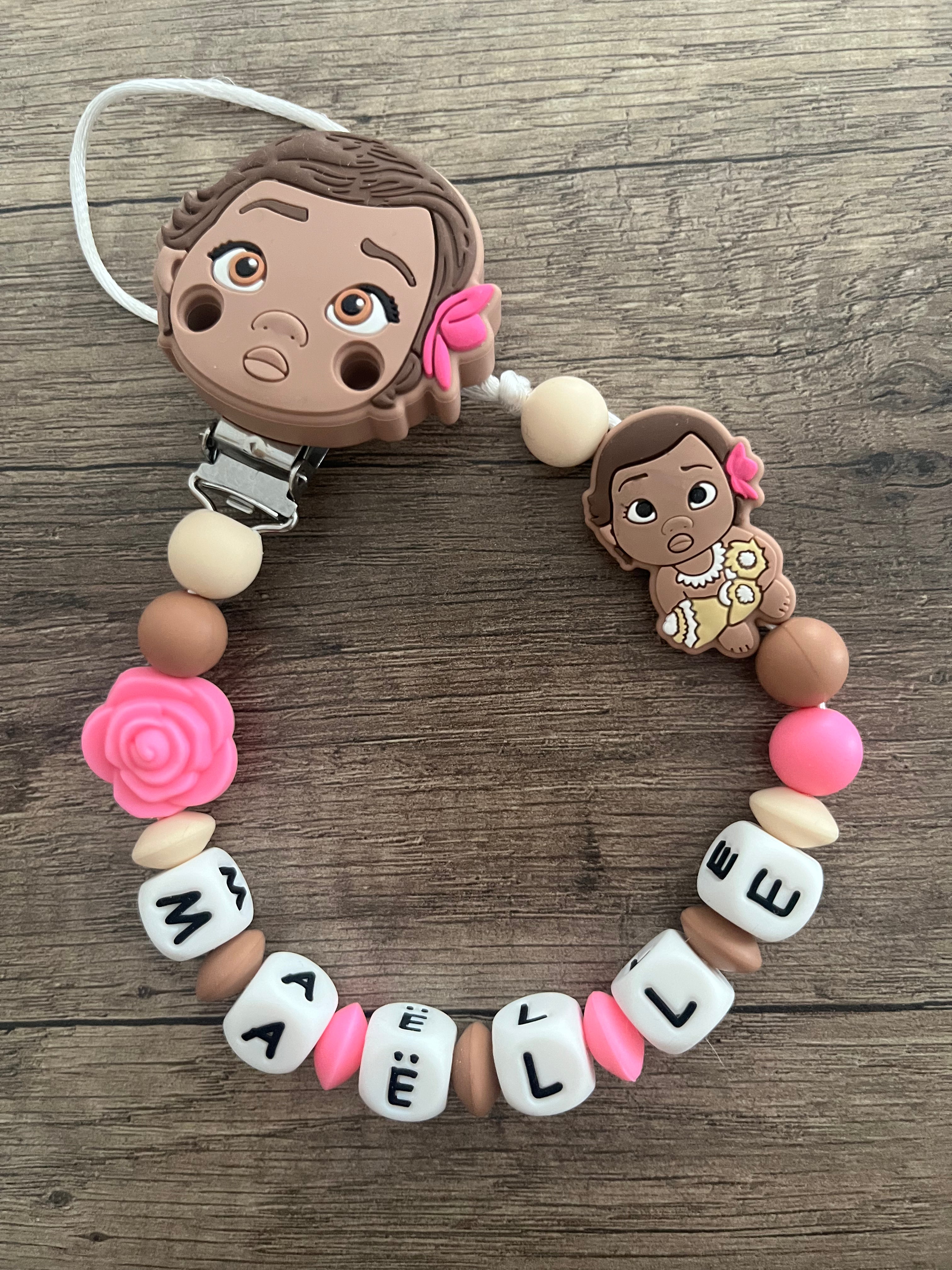 Attache tétine Disney Vaiana personnalisée