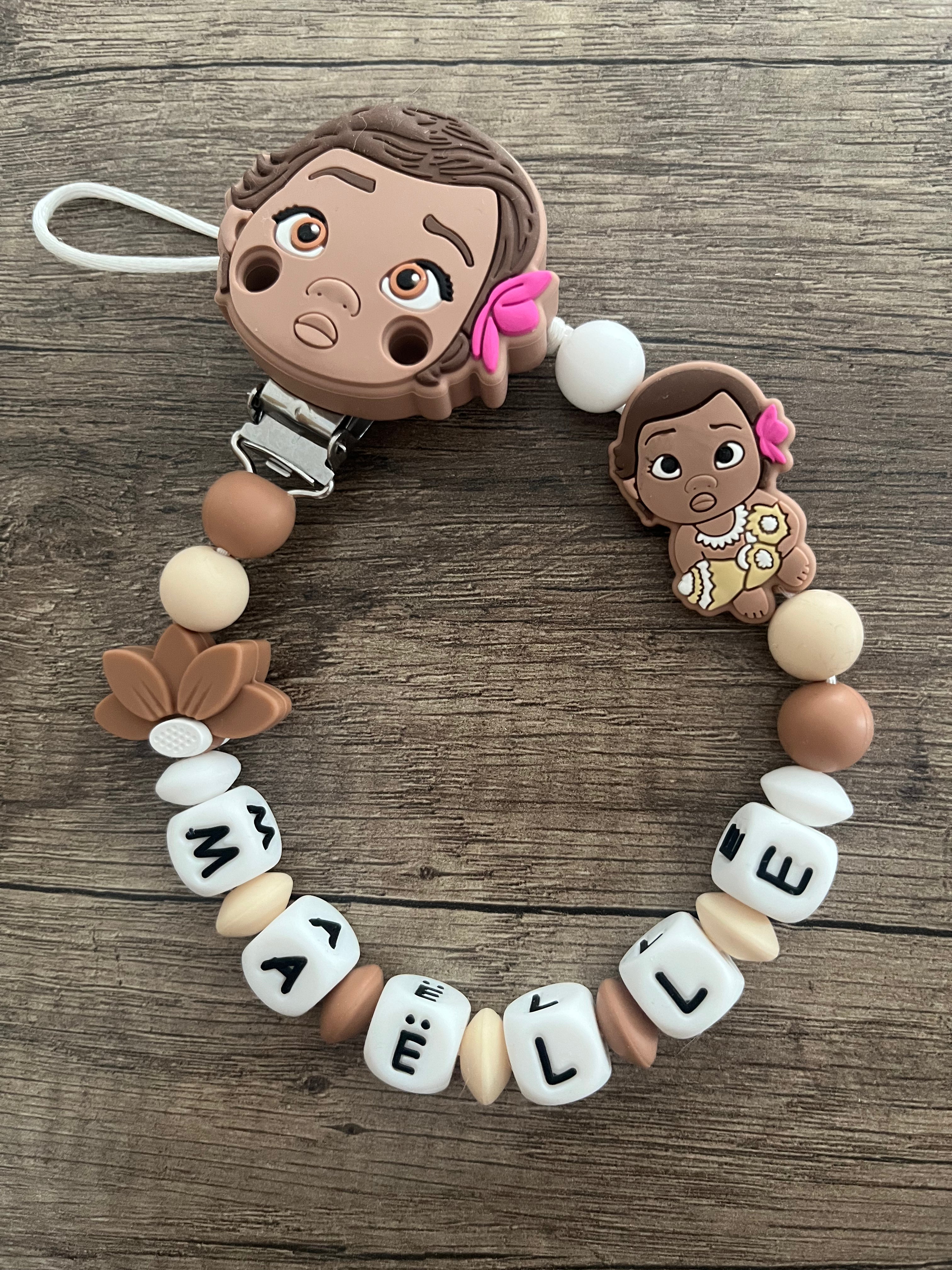 Attache tétine Disney Vaiana personnalisée