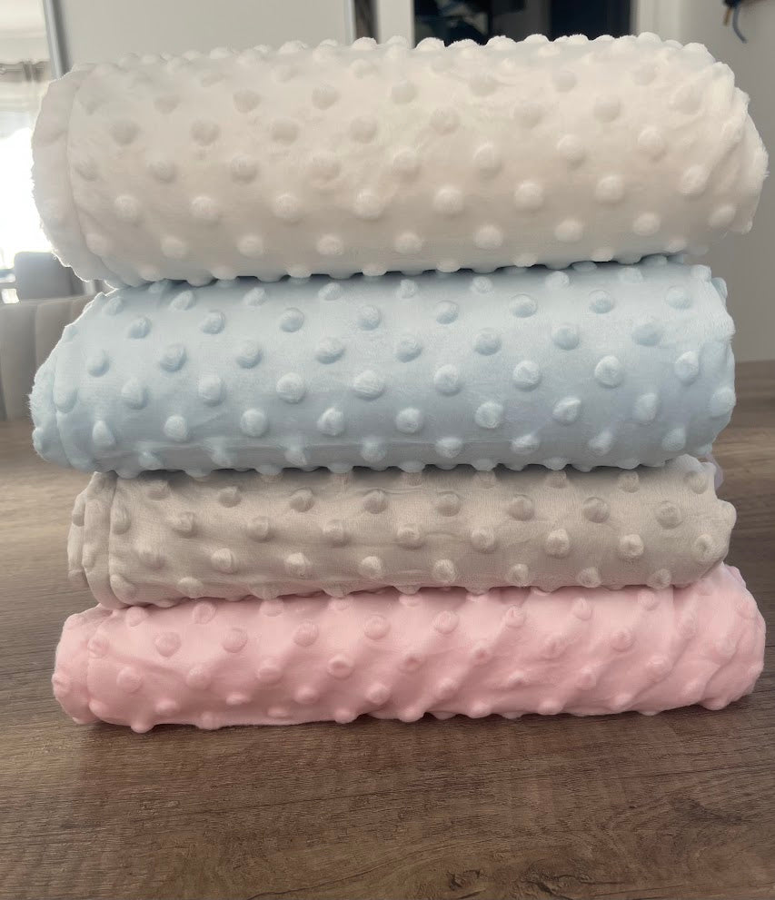 Couverture naissance minky bébé rose personnalisée avec logo