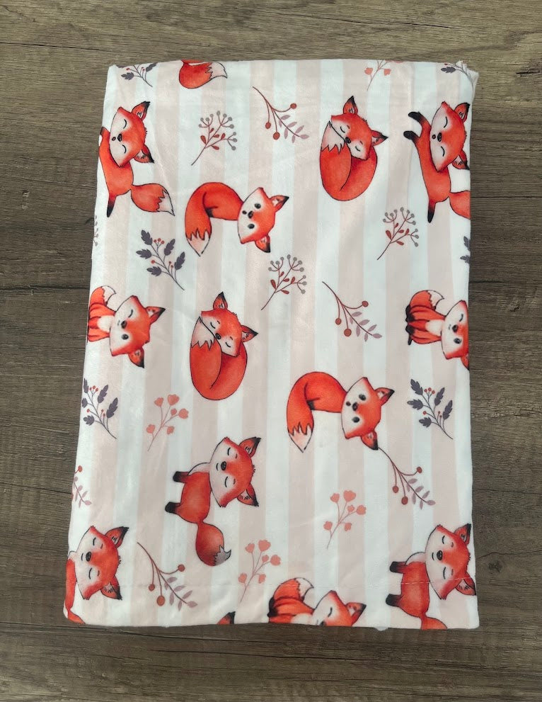 Couverture naissance minky bébé Renard personnalisée avec logo