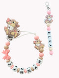 Coffret DUO cadeaux Lapin Pan Pan Miss Bunny - Attache tétine et Porte-clés personnalisés KidCreationArtisanat