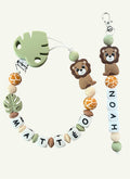 Coffret DUO cadeaux Lion - Attache tétine et Porte-clés ou Anneau de dentition personnalisés KidCreationArtisanat