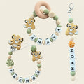 Coffret TRIO cadeaux Roi Lion Simba - Attache tétine, Porte-clés et anneau de dentition personnalisés KidCreationArtisanat