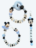 Coffret TRIO Mickey Bébé - Attache tétine, Porte-clés  et anneau de dentition personnalisés KidCreationArtisanat