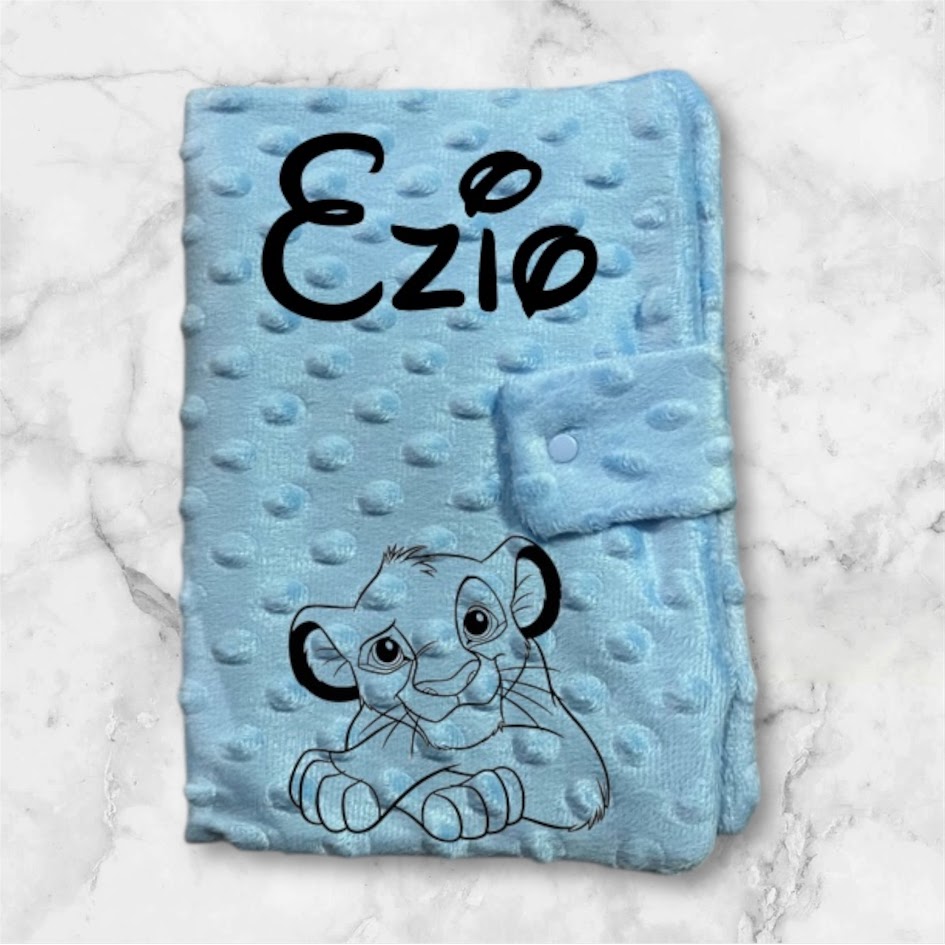 Protège carnet de santé bébé bleu personnalisé avec motif