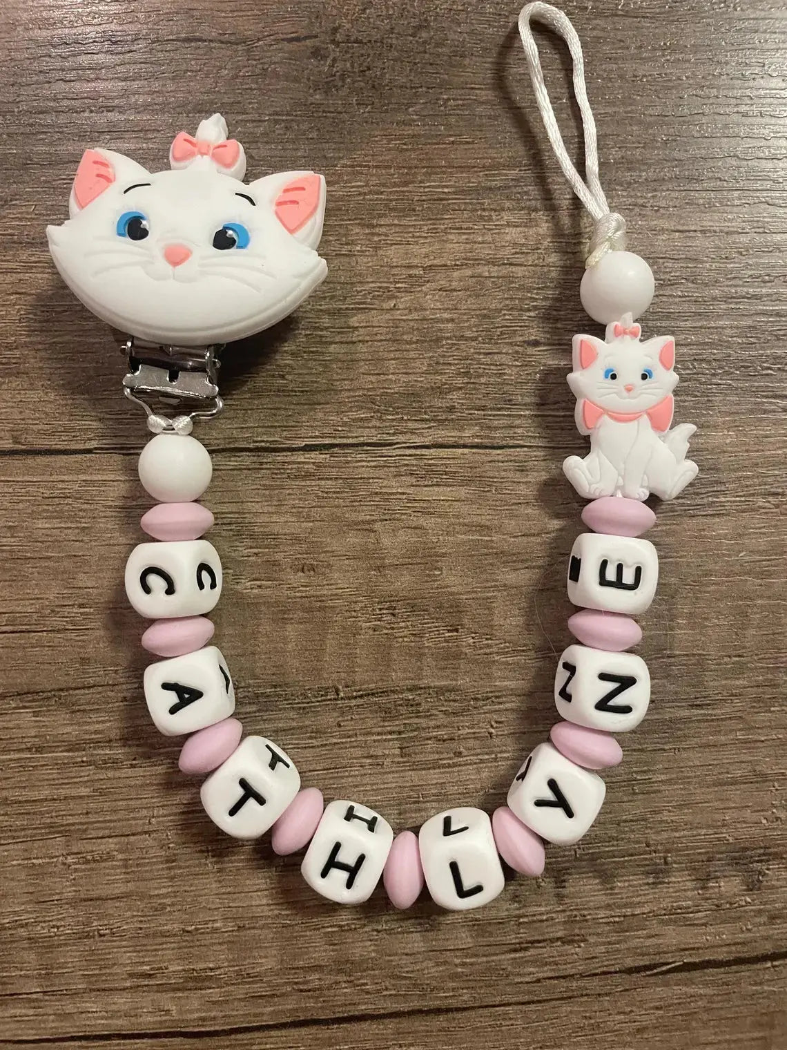 Attache tétine Disney Marie Aristochats personnalisée KidCreationArtisanat