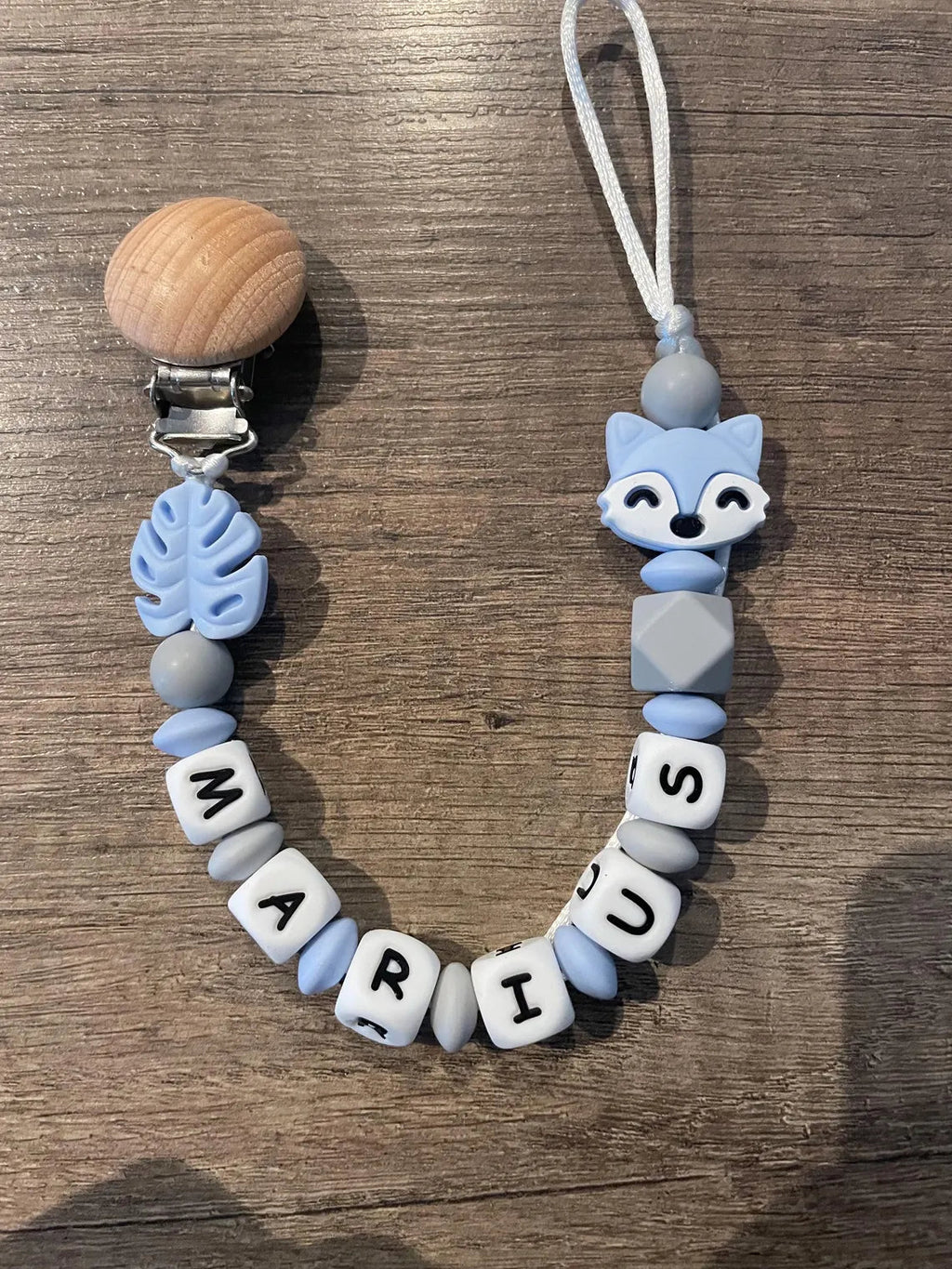 Attache tétine Loup personnalisée KidCreationArtisanat